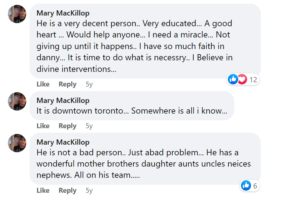 Mary MacKillop's responses to Constable Jason Kirkwood's post about her son Danny MacKillop's good deed on November 16, 2017. | Source: Facebook/Jason Kirkwood