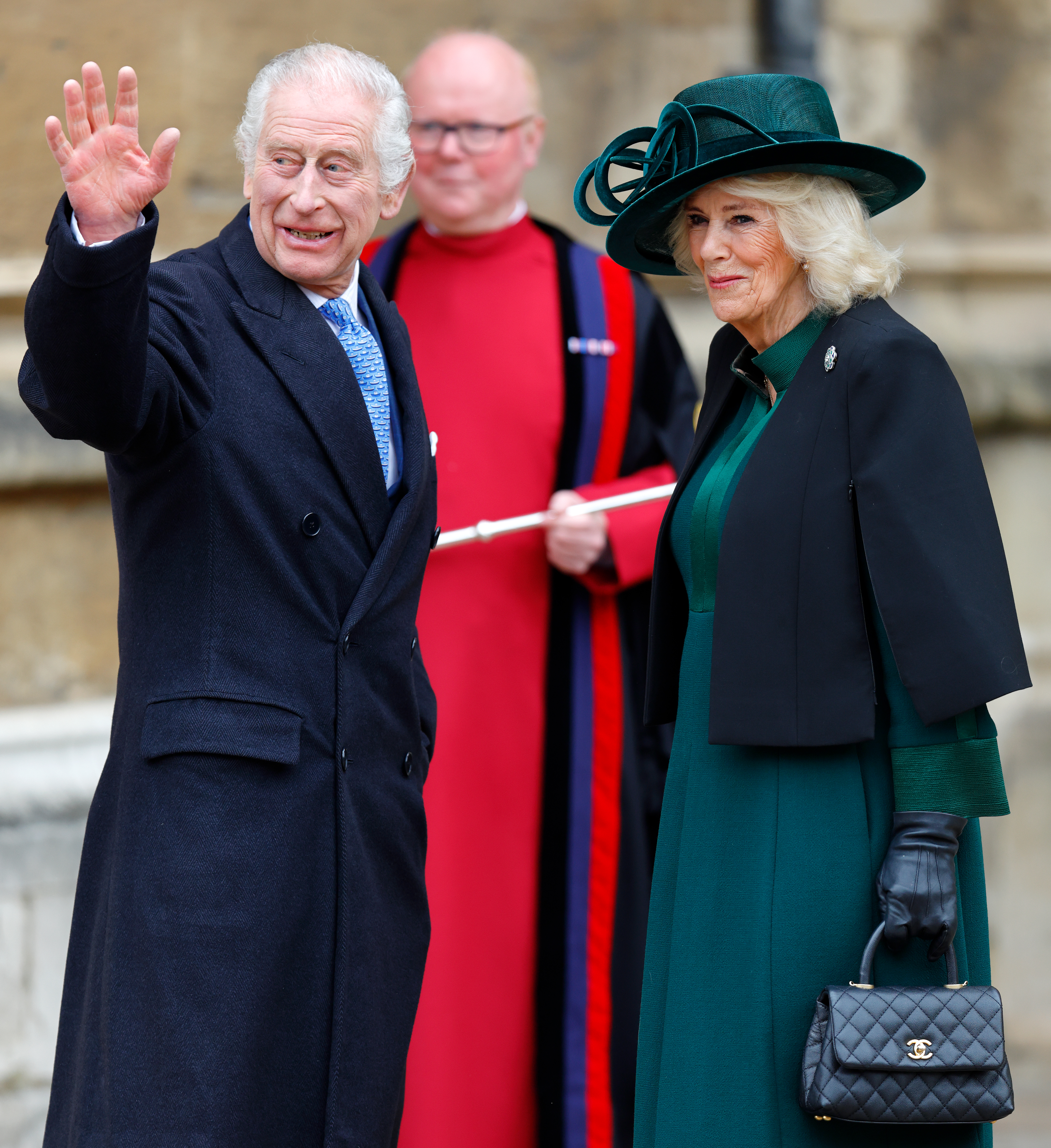 King Charles III and Queen Camilla attend the traditional Easter Sunday Mattins Service at St George's Chapel, Windsor Castle on March 31, 2024, in Windsor, England. | Source: Getty Images