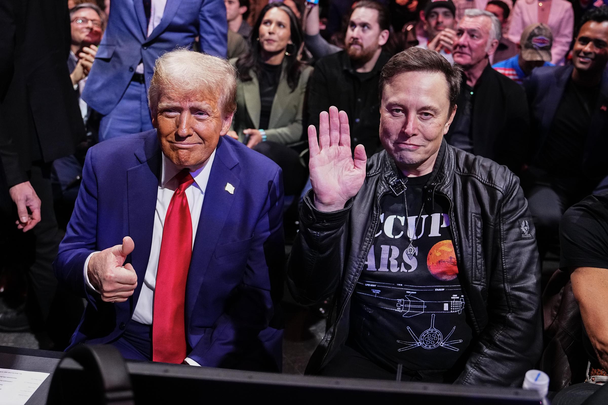 Donald Trump and Elon Musk at the UFC 309 event at Madison Square Garden on November 16, 2024, in New York City | Source: Getty Images