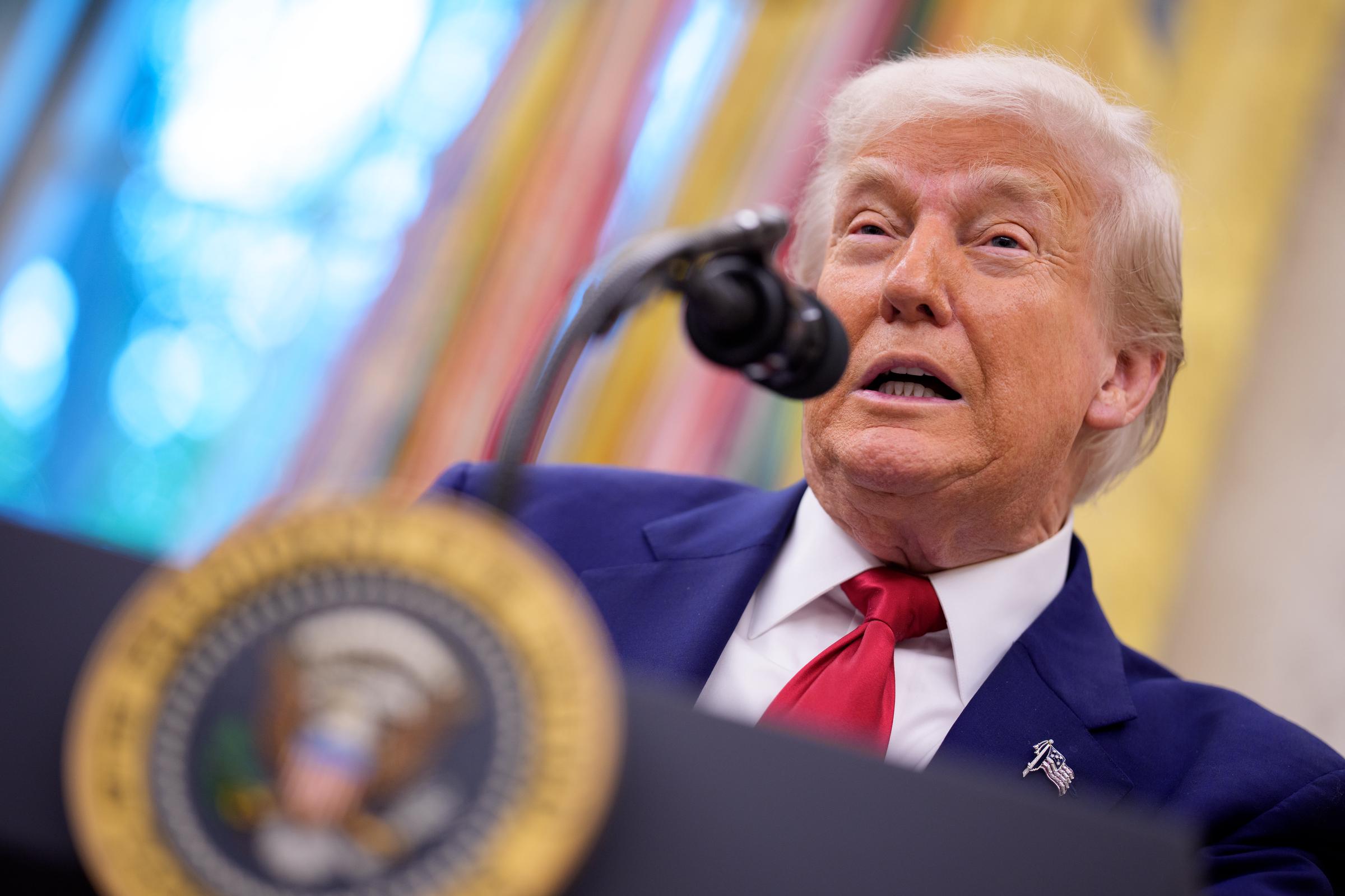 President Donald Trump speaks in the Oval Office of the White House | Source: Getty Images