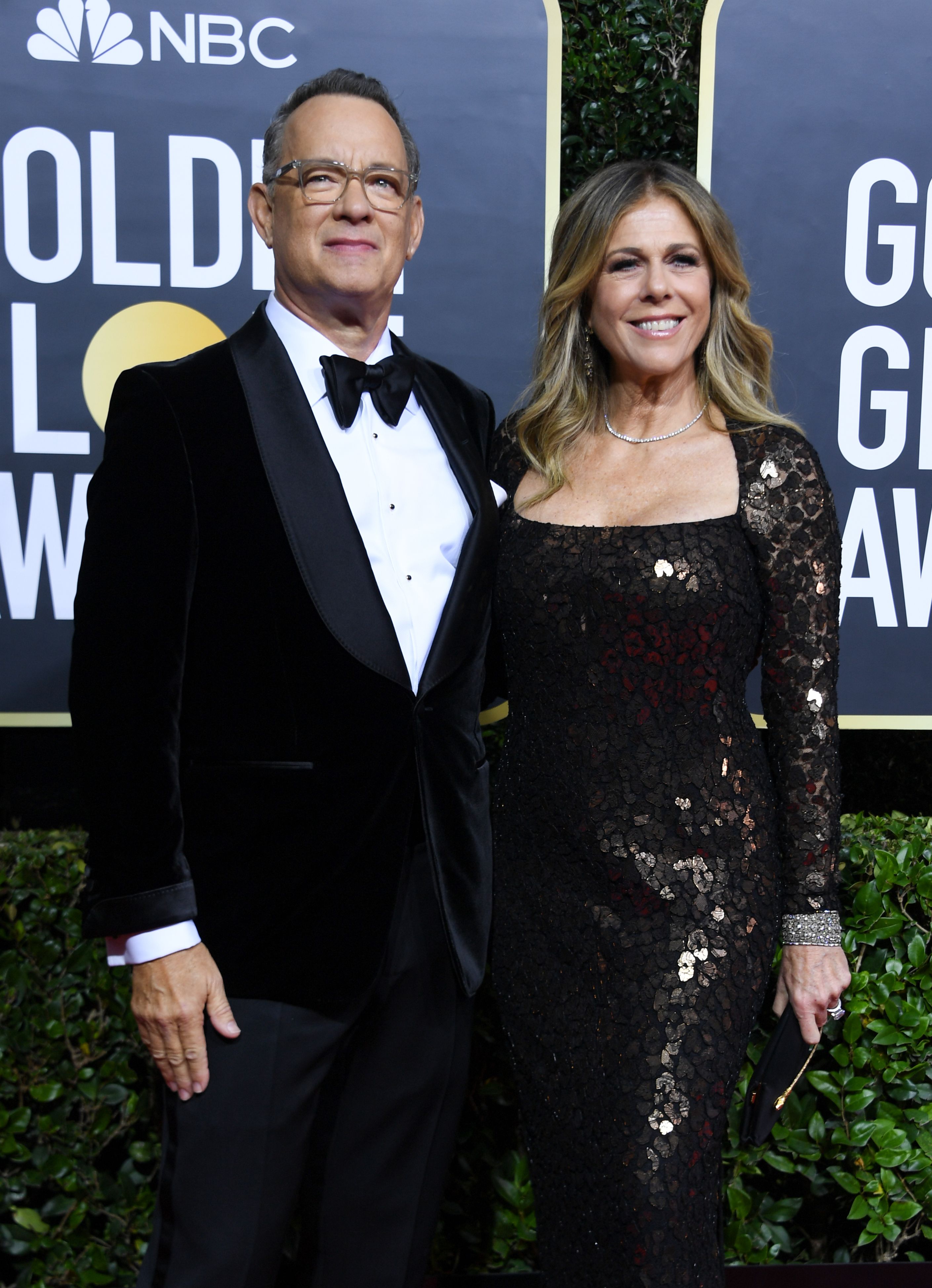 Actor Tom Hanks and wife Rita Wilson arrive for the 77th annual Golden Globe Awards on January 5, 2020, at The Beverly Hilton hotel in Beverly Hills, California. | Source: Getty Images