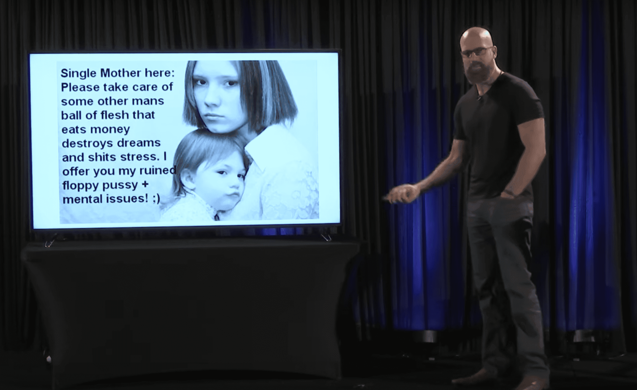 A snapshot of Richard Cooper's offensive video on why men should not date single moms. | Source: YouTube/21studios