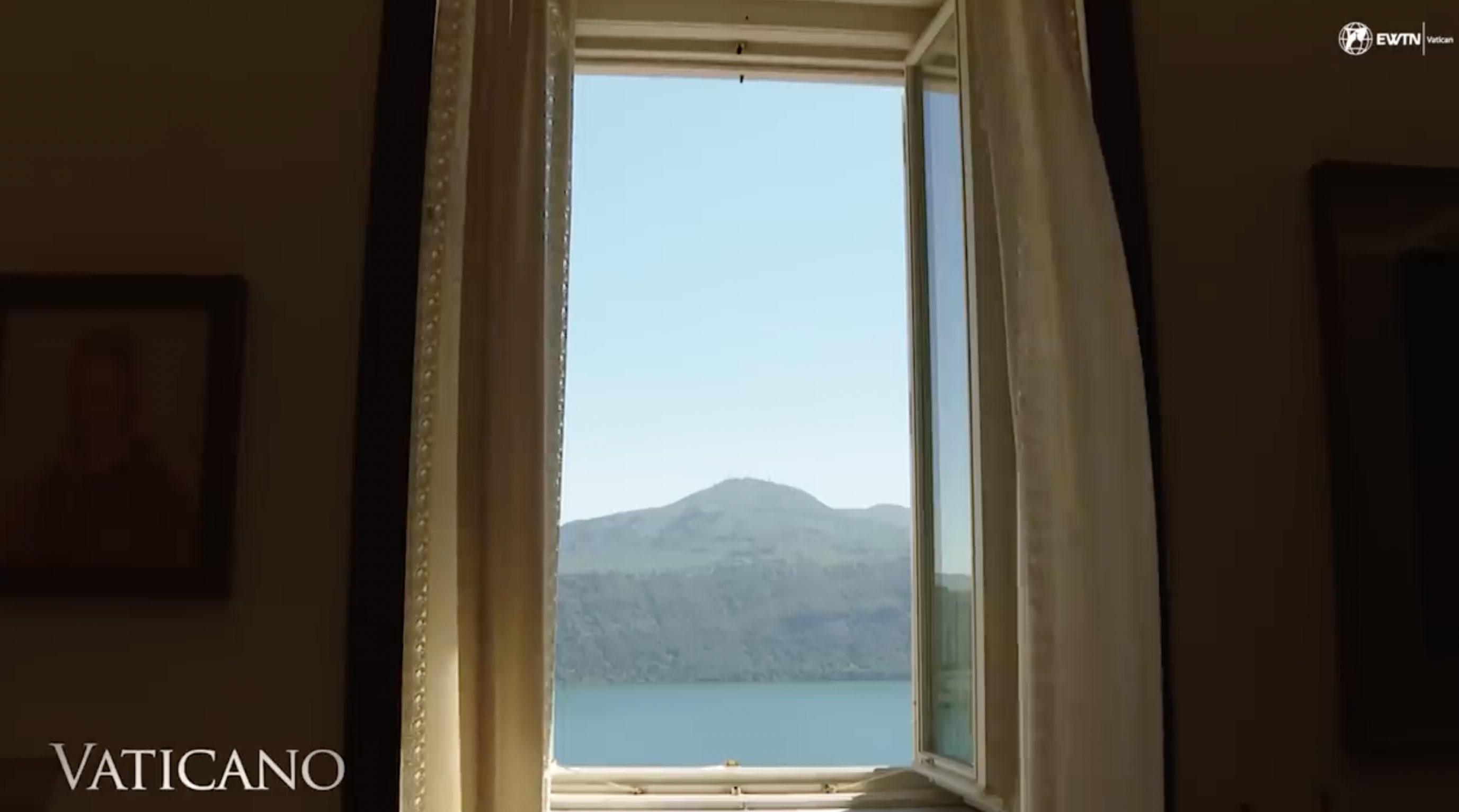 An outdoor view of lake Albano in Castel Gandolfo, dated July 2025 | Source: YouTube/EWTN