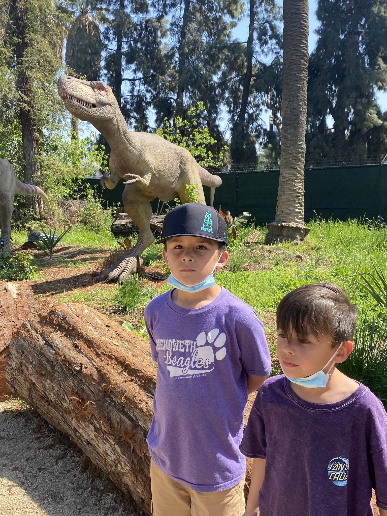 Callan and Noah Perez at a dinosaur park, from a post dated April 22, 2026 | Source: Facebook/Frank Perez