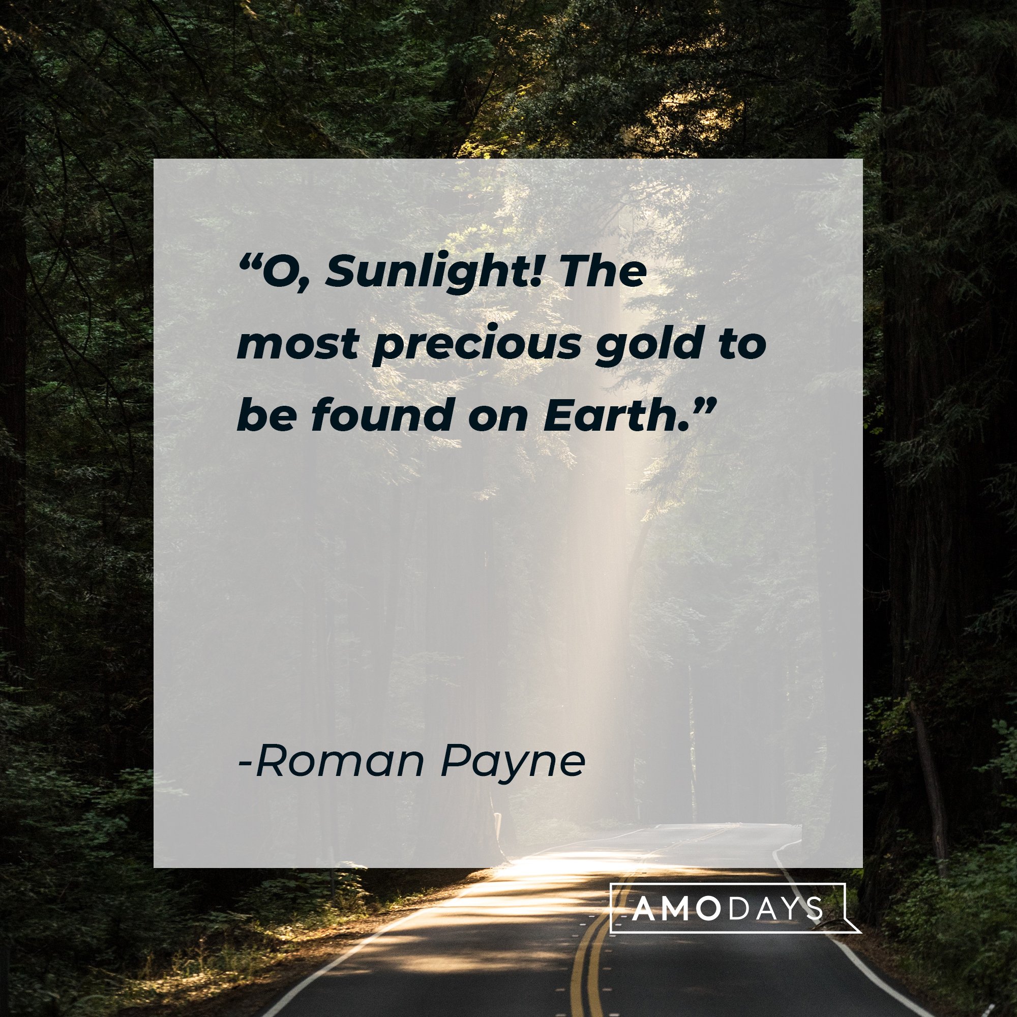  Roman Payne’s quote: "Ô, Sunlight! The most precious gold to be found on Earth." | Image: AmoDays 