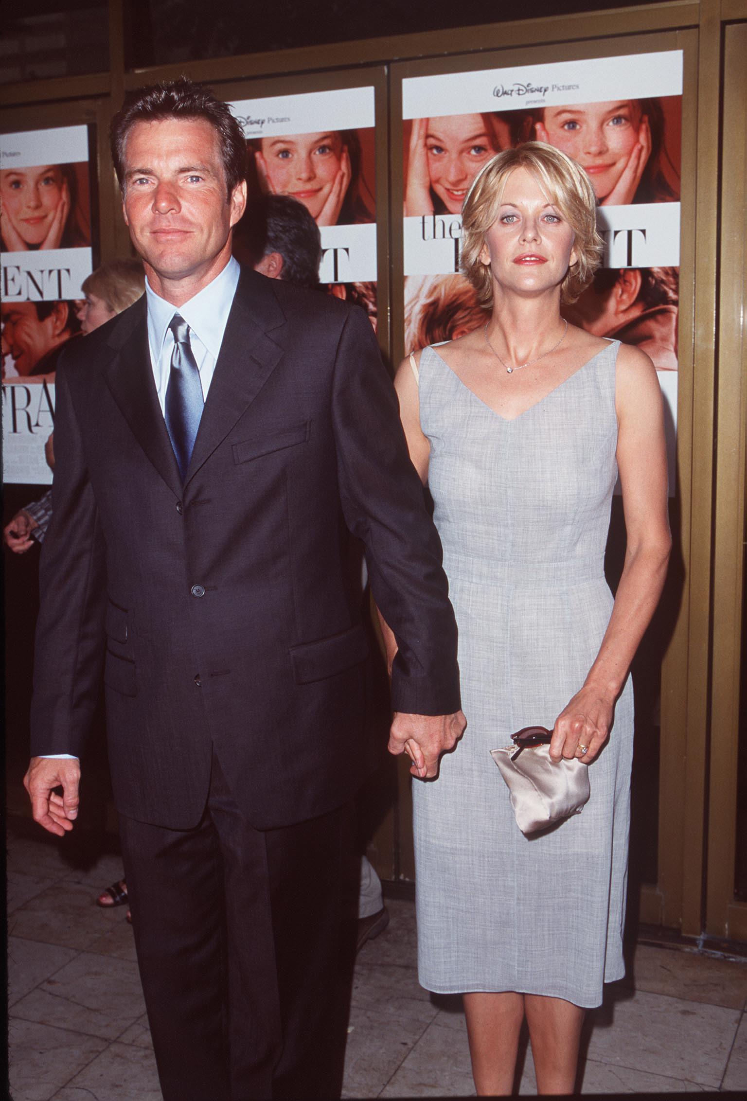 Meg Ryan & Dennis Quaid during "The Parent Trap" Los Angeles Premiere at Mann National Theater in Westwood, California, on July 2, 1998. | Source: Getty Images