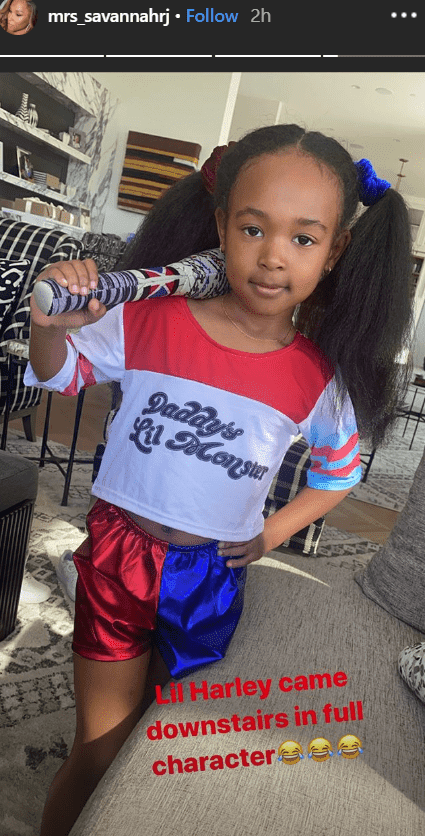 An image of 5-year-old Zhuri James wearing a Harley Quinn costume | Photo: Instagram/mrs_savannahrj