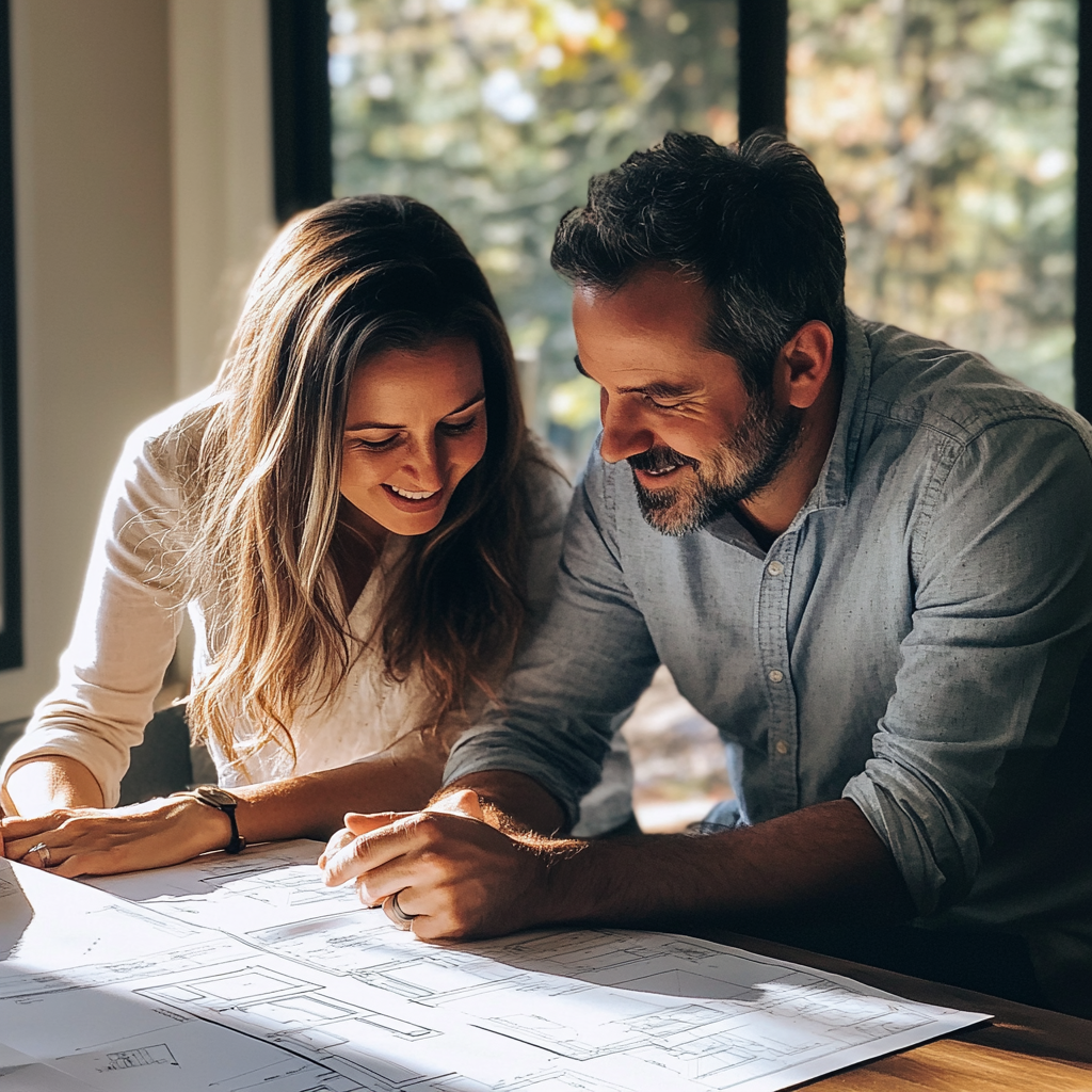 A couple looking at house plans | Source: Midjourney