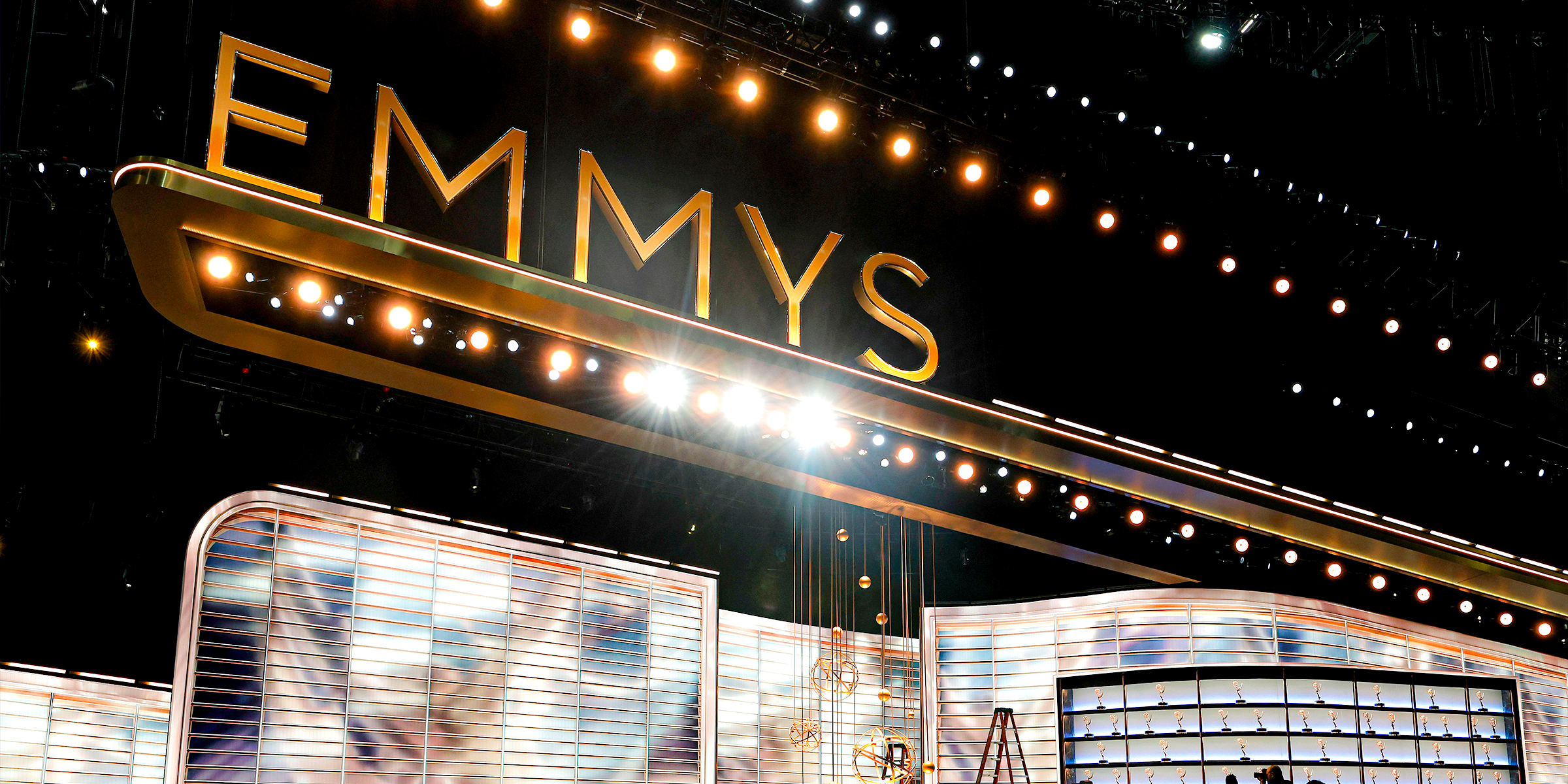 A view of the Emmys sign under stage lights. | Source: Getty Images