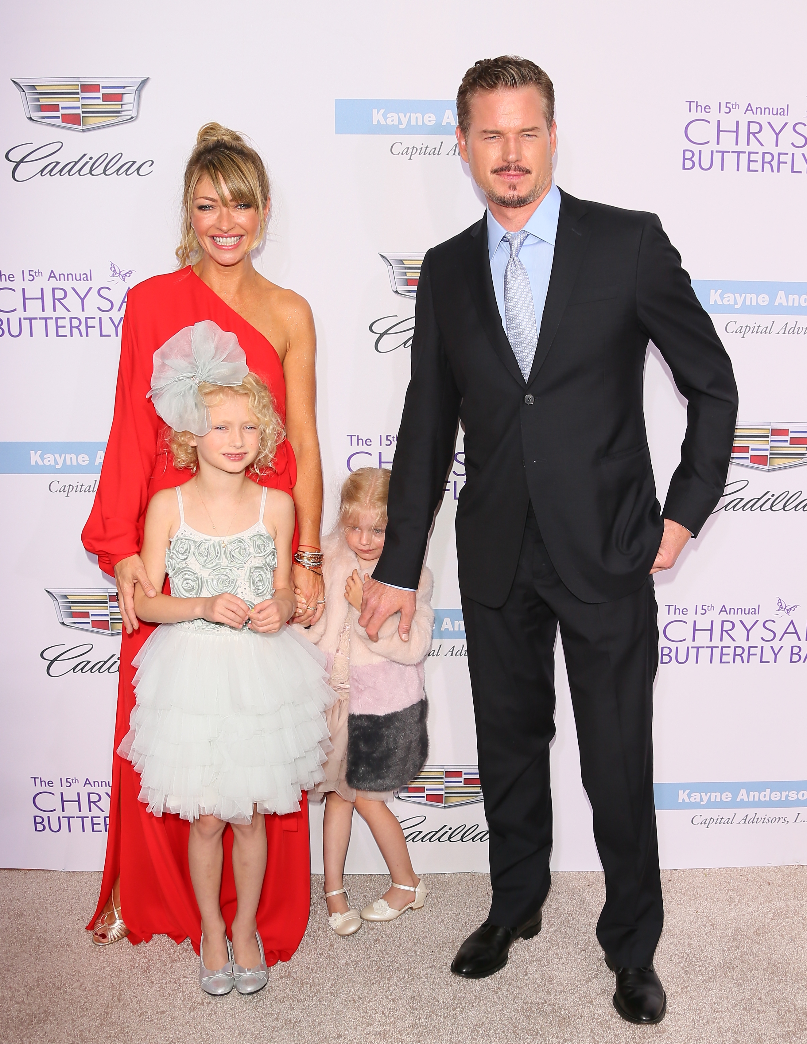 Rebecca Gayheart, Eric Dane, Georgia Dane and Billie Beatrice arrive at the 15th Annual Chrysalis Butterfly Ball at a private residence on June 11, 2016, in Brentwood, California | Source: Getty Images