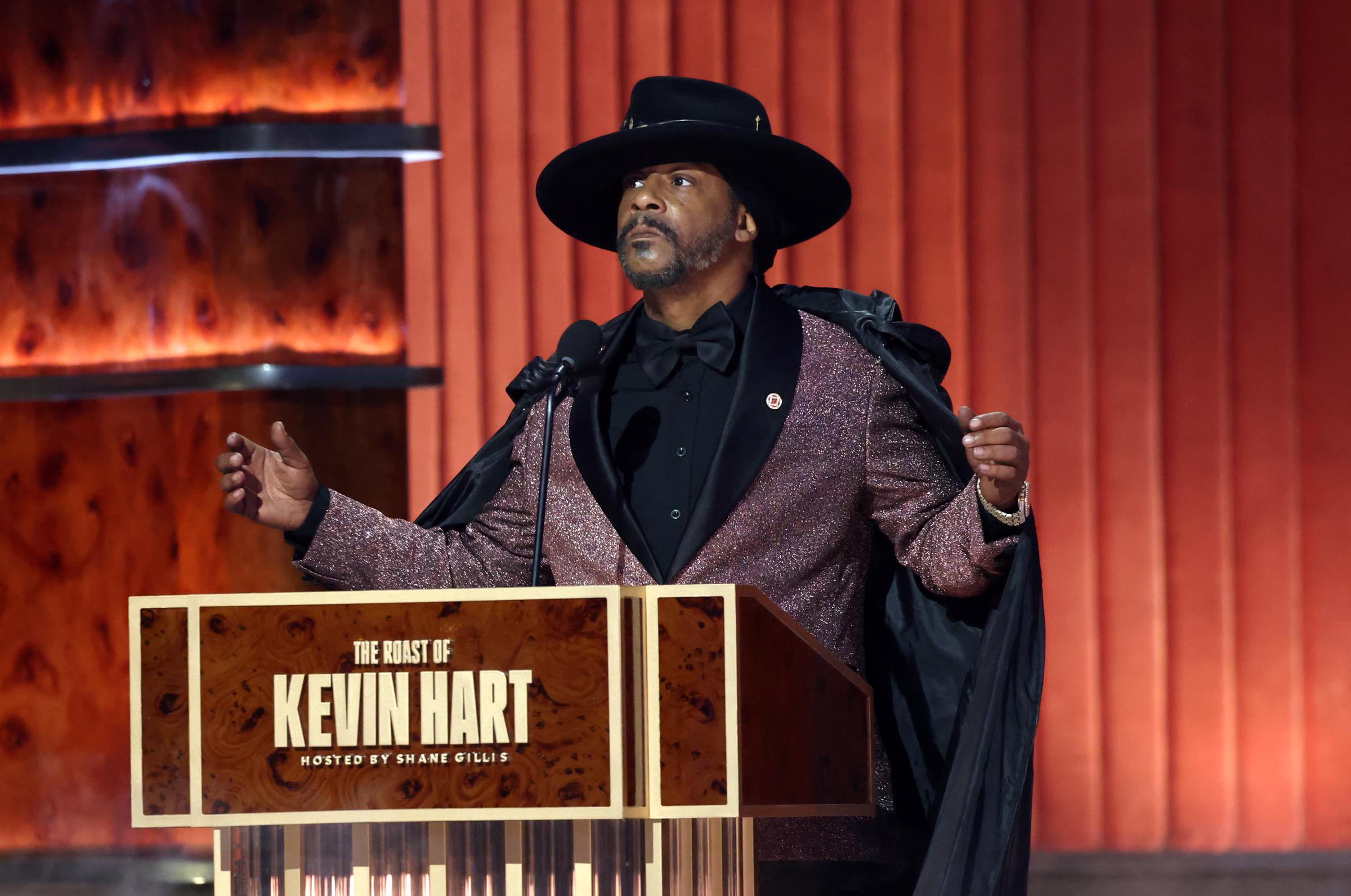 Katt Williams speaks onstage during Netflix Is A Joke Festival Presents: The Roast of Kevin Hart at The Kia Forum on May 10, 2026, in Inglewood, California | Source: Getty Images