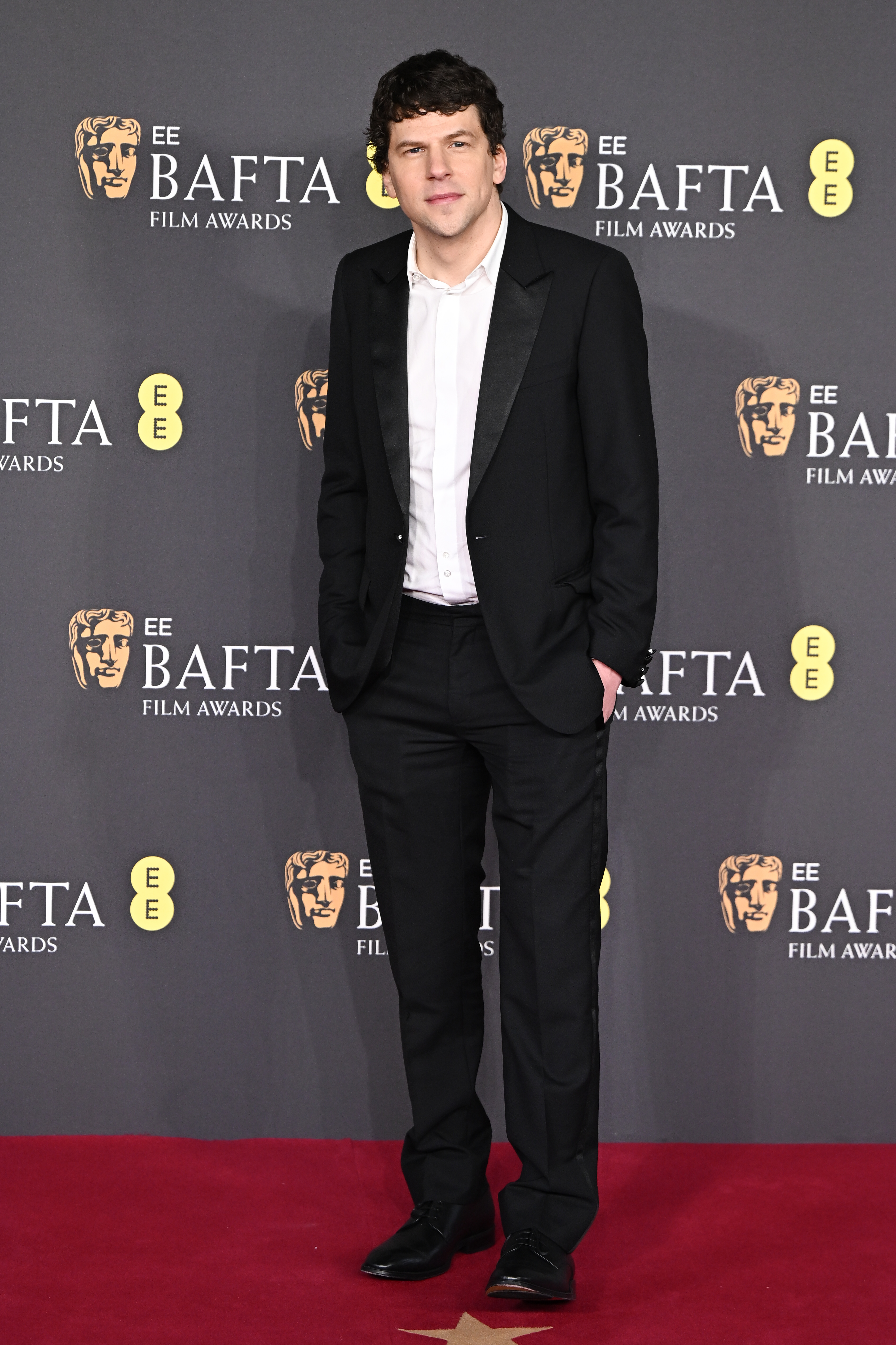 Jesse Eisenberg at the EE BAFTA Film Awards in London, England on February 16, 2025. | Source: Getty Images
