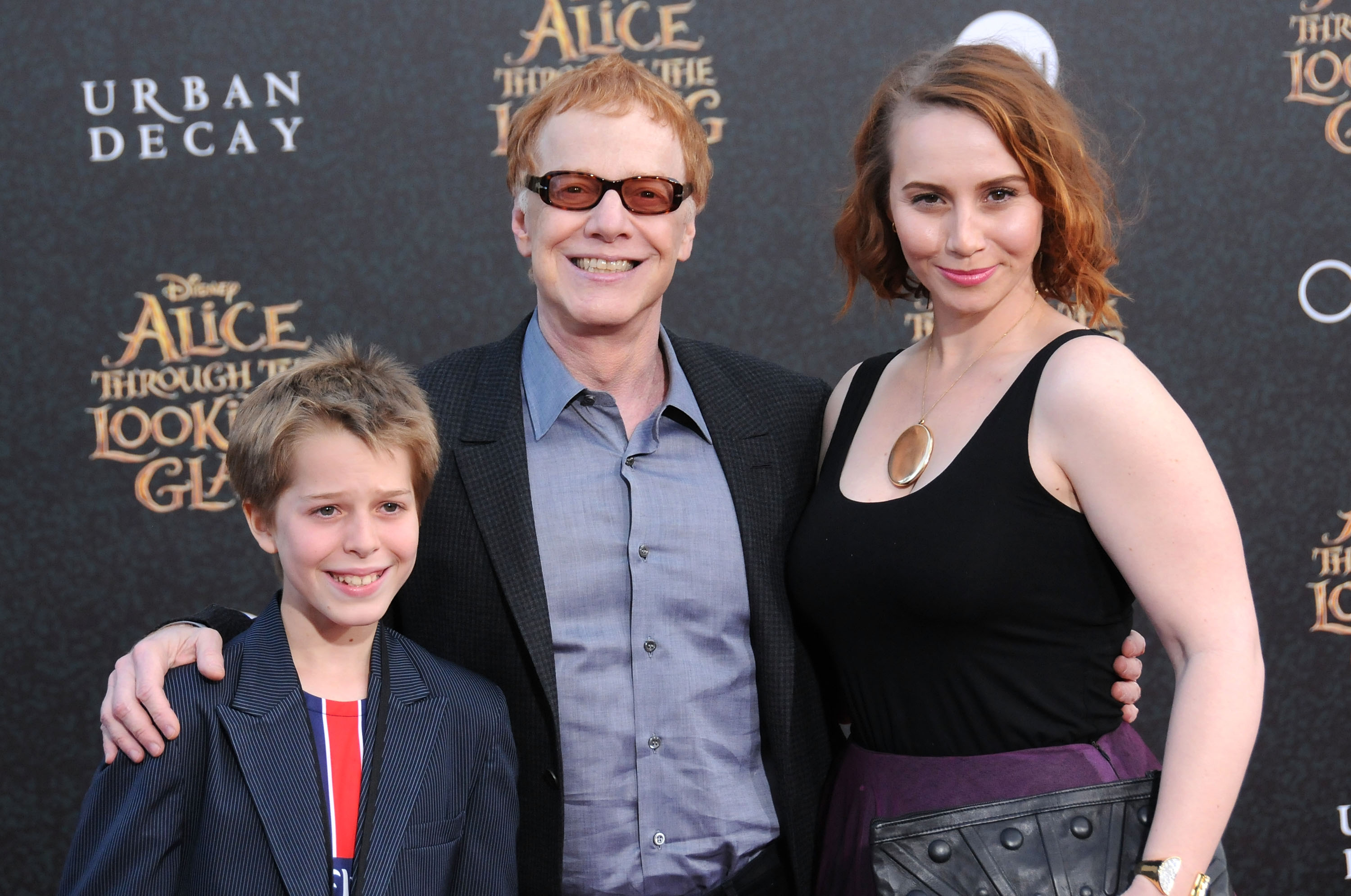 Oliver Elfman, Danny Elfman and Mali Elfman at the premiere of "Alice Through The Looking Glass'" on May 23, 2016 in Hollywood, California. | Source: Getty Images