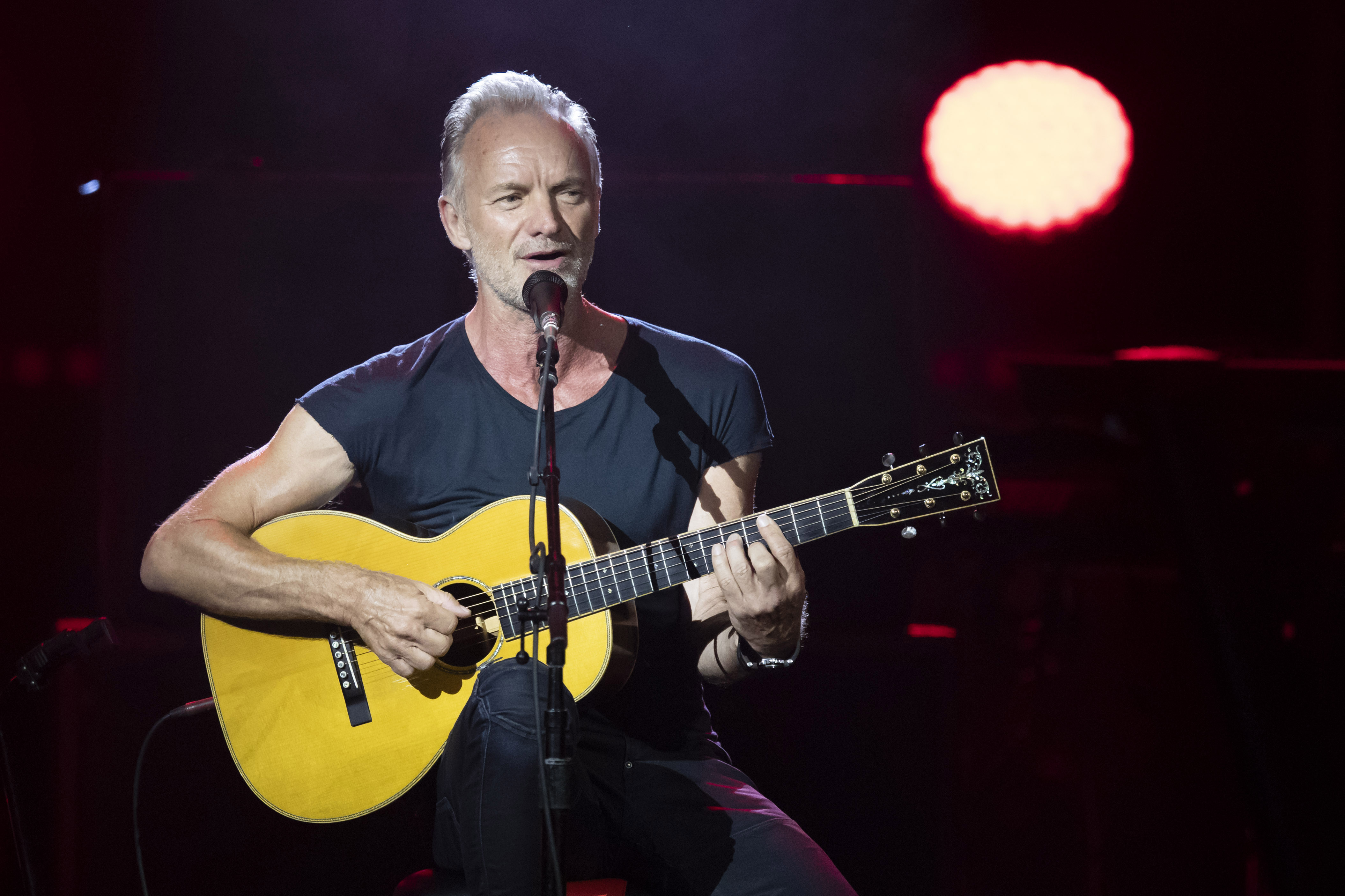 Sting on stage during a concert at the Monte-Carlo Sporting concert hall on August 2, 2019 in Monaco. | Source: Getty Images