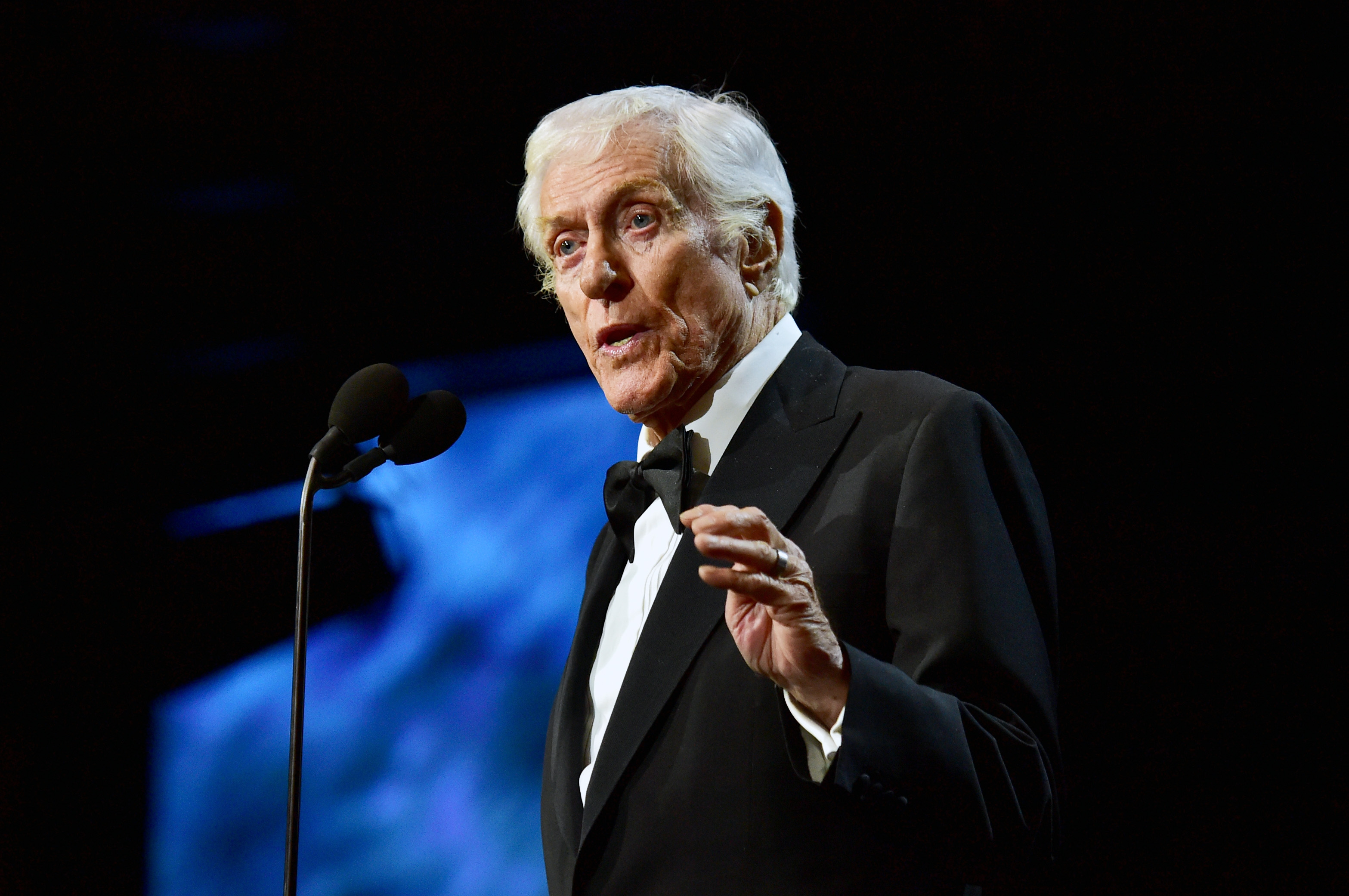 Dick Van Dyke accepts the Britannia Award for Excellence onstage at the 2017 AMD British Academy Britannia Awards Presented by American Airlines And Jaguar Land Rover at The Beverly Hilton Hotel on October 27, 2017, in Beverly Hills, California. | Source: Getty Images