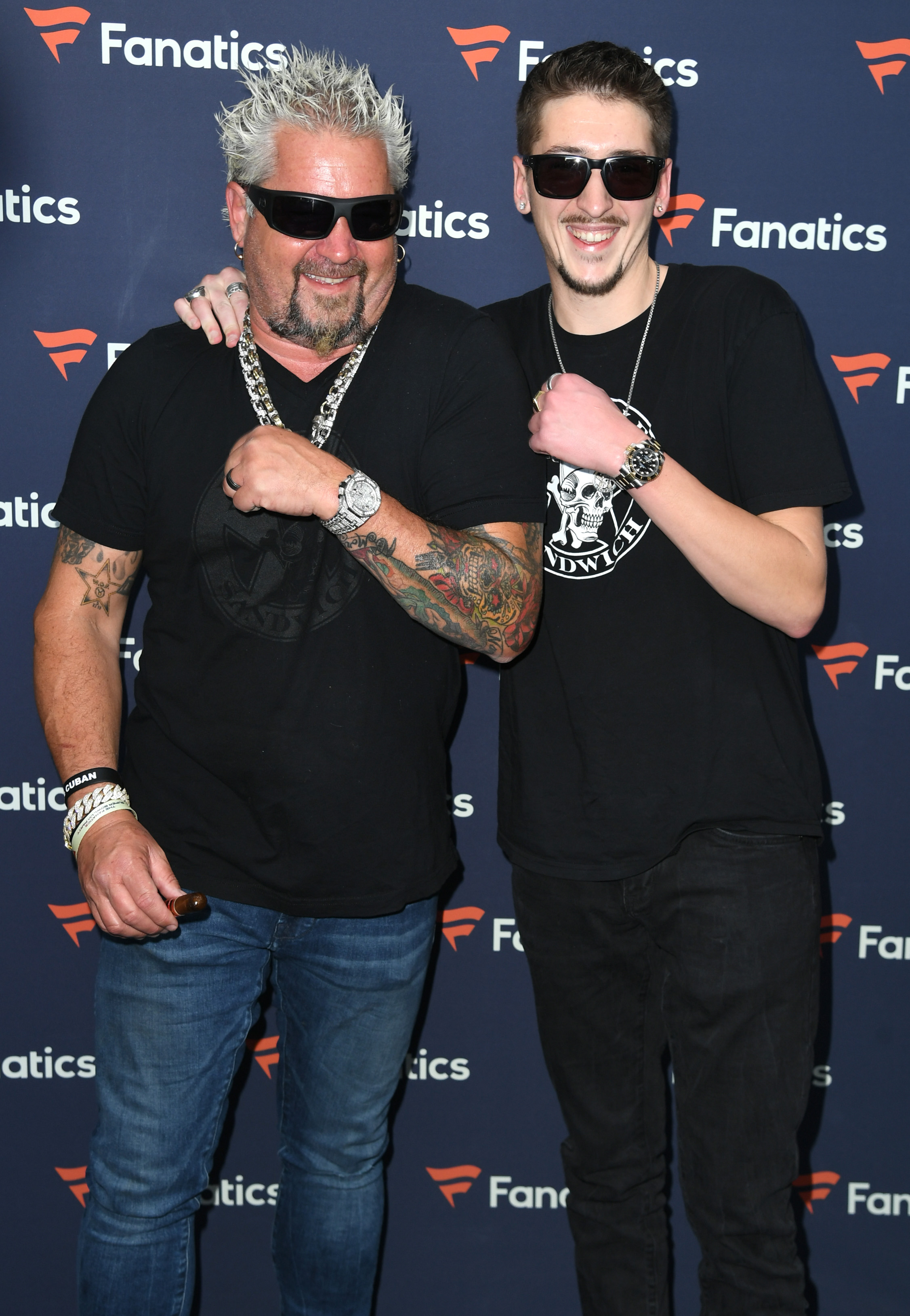 Guy and Hunter Fieri at the Fanatics Super Bowl Party on February 12, 2022, in Culver City, California | Source: Getty Images
