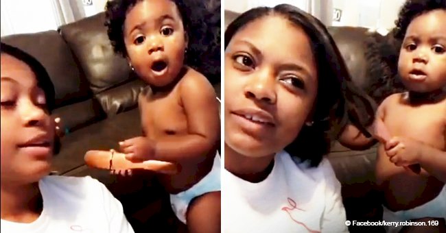 Video of baby girl having salon talk while brushing her mom's hair went viral
