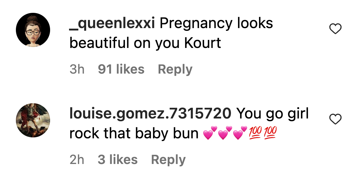 Screenshot of comments on Kourtney Kardashian's Instagram post. | Source: Instagram/KourtneyKardash
