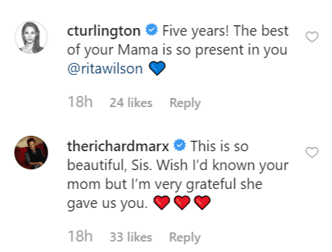 A fan commented on Rita's post | Instagram: @ritawilson