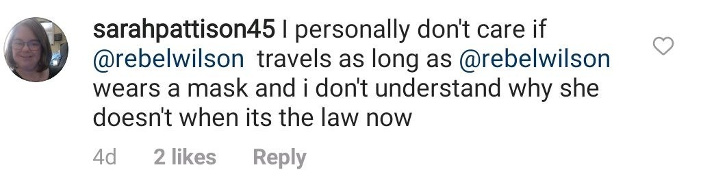 A fan's comment on Rebel Wilson's Instagram post | Photo: Instagram / rebelwilson