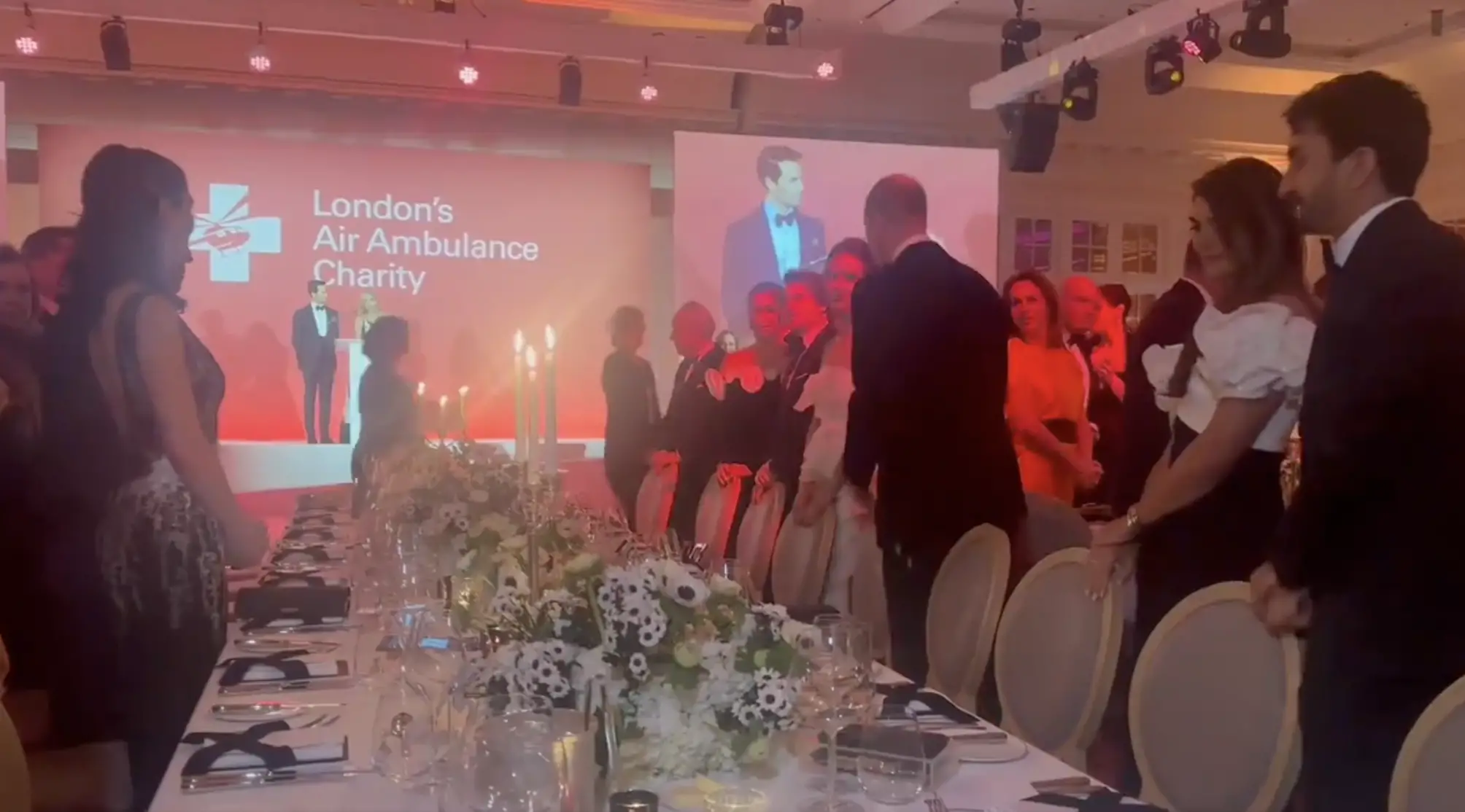 Prince William and Tom Cruise at the London's Air Ambulance Charity Black and White Gala as seen in an X post dated February 9, 2024 | Source: Twitter.com/RE_DailyMail