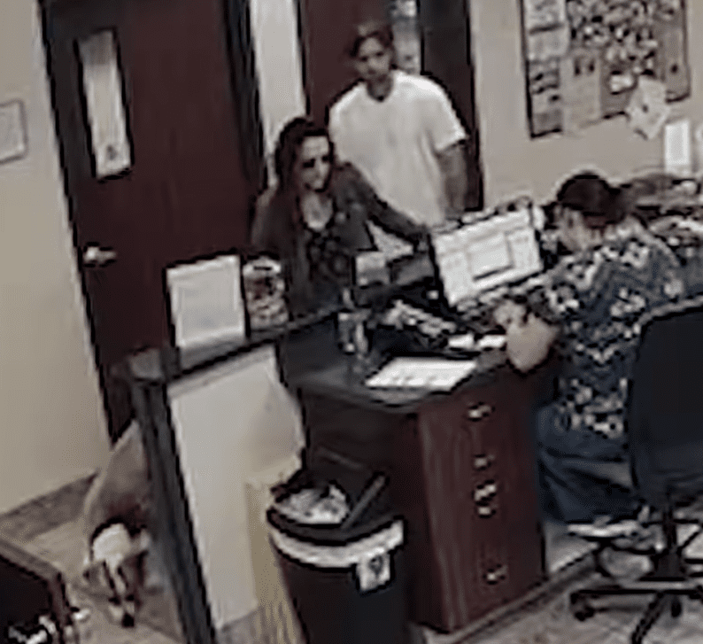 Caroline Reichle with her boyfriend Jeremy Floyd and her dog at the Deland Animal Hospital. | Source: youtube.com/KX News
