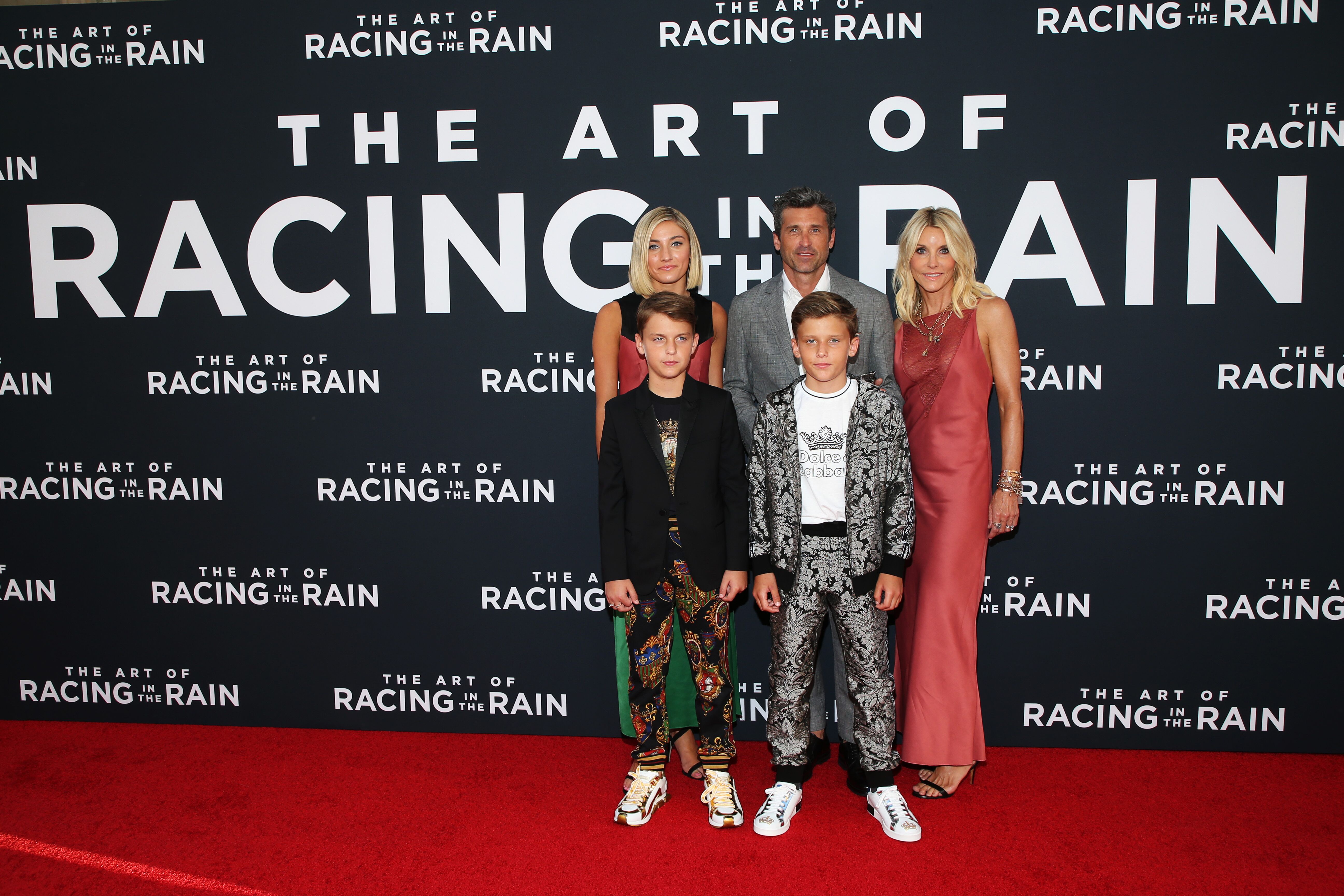 Patrick Dempsey and his wife and children at the ARTR premiere/ Source: Getty Images