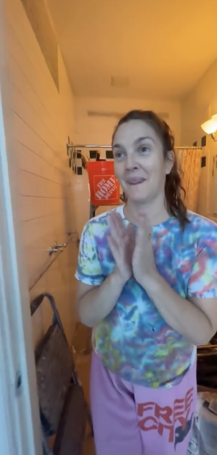 Drew Barrymore renovating her bathroom from a post dated July 21, 2025. | Source: Instagram/drewbarrymore