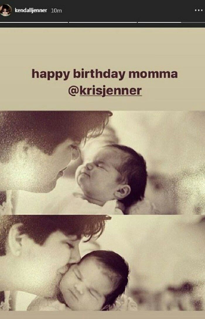 Kendall Jenner shares a throwback picture of Kris Jenner kissing gently her when she was a baby | Source: instagram.com/kendalljenner