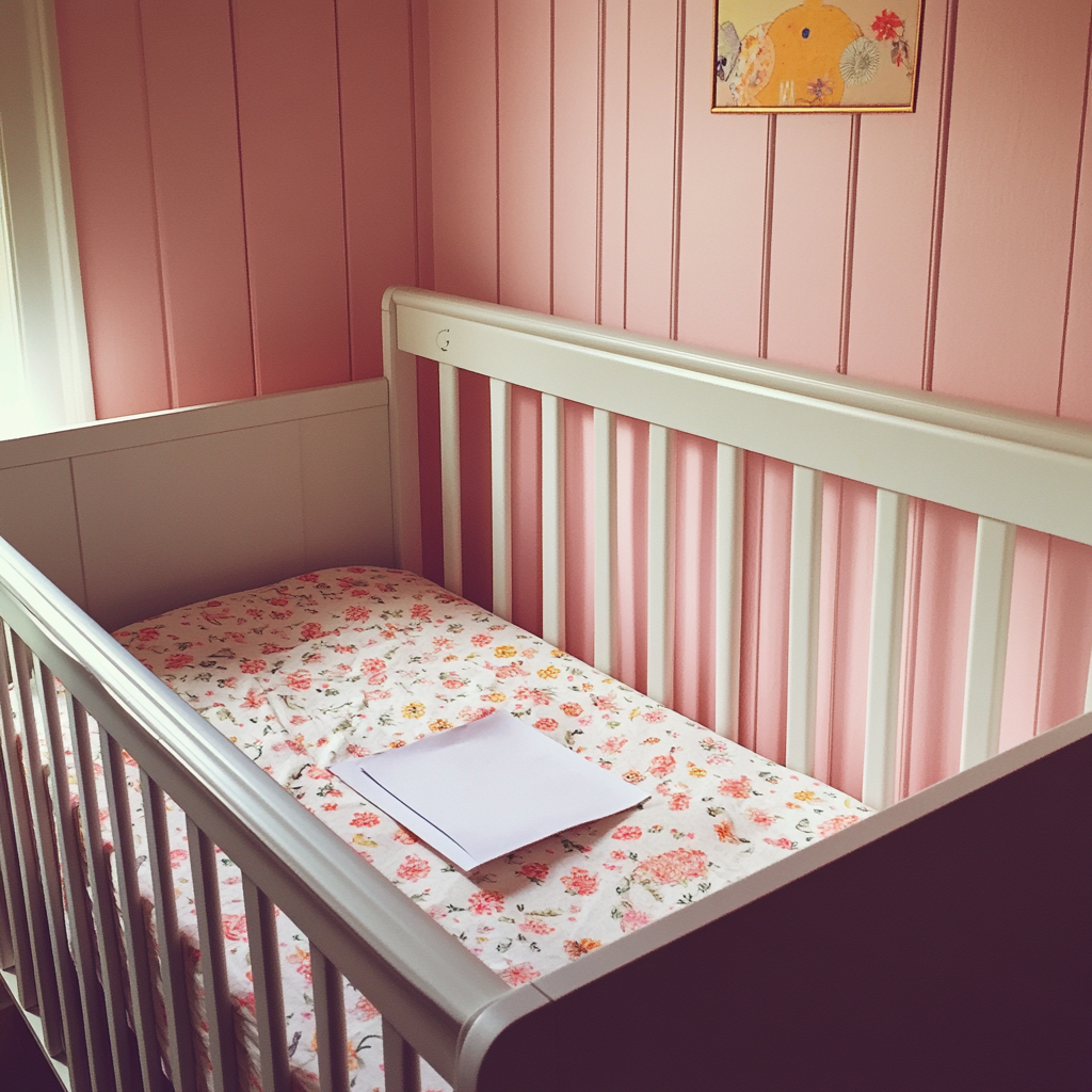 A piece of paper in an empty crib | Source: Midjourney