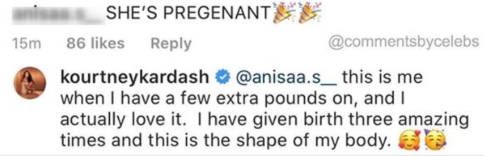 Kourtney Kardashian responds to a comment underneath her post | Photo: Instagram/ Commentsbycelebs