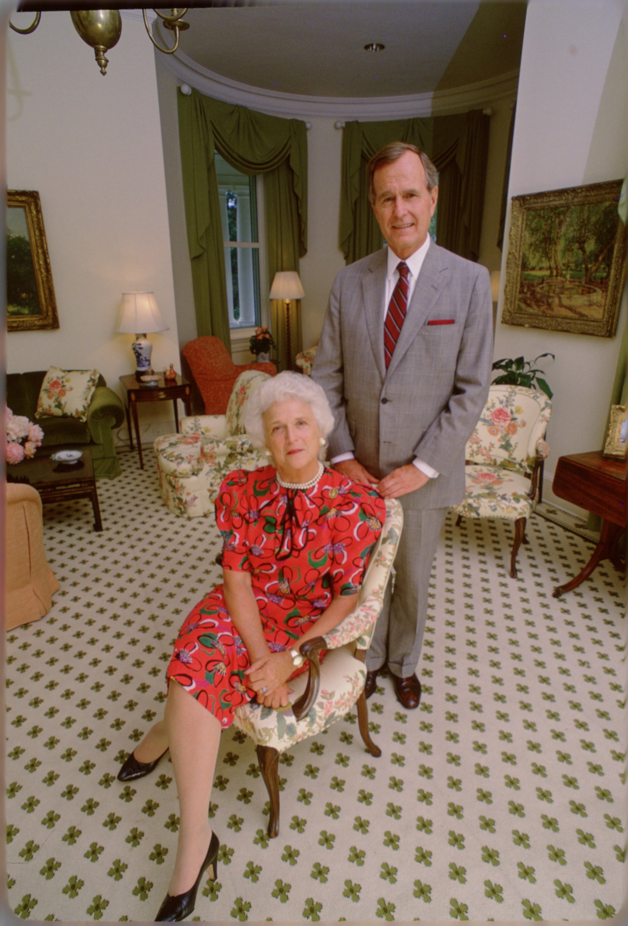  U.S. Vice President George H.W. Bush and Mrs. Barbara Bush at the Vice President's residence circa 1983 in in Washington, DC. | Source: Getty Images