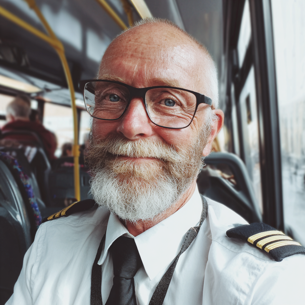 A smiling bus driver | Source: Midjourney