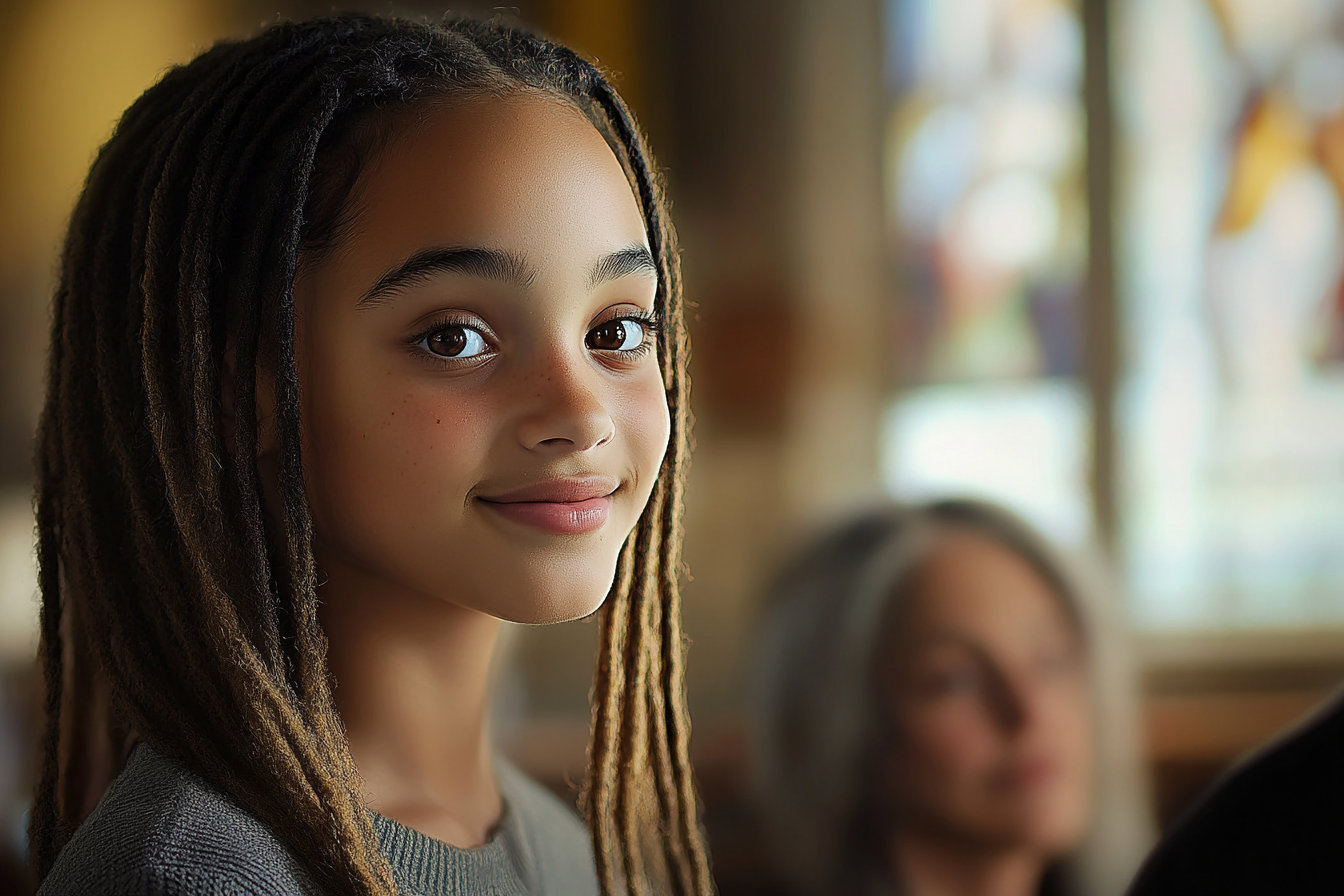 A girl smiling | Source: Midjourney