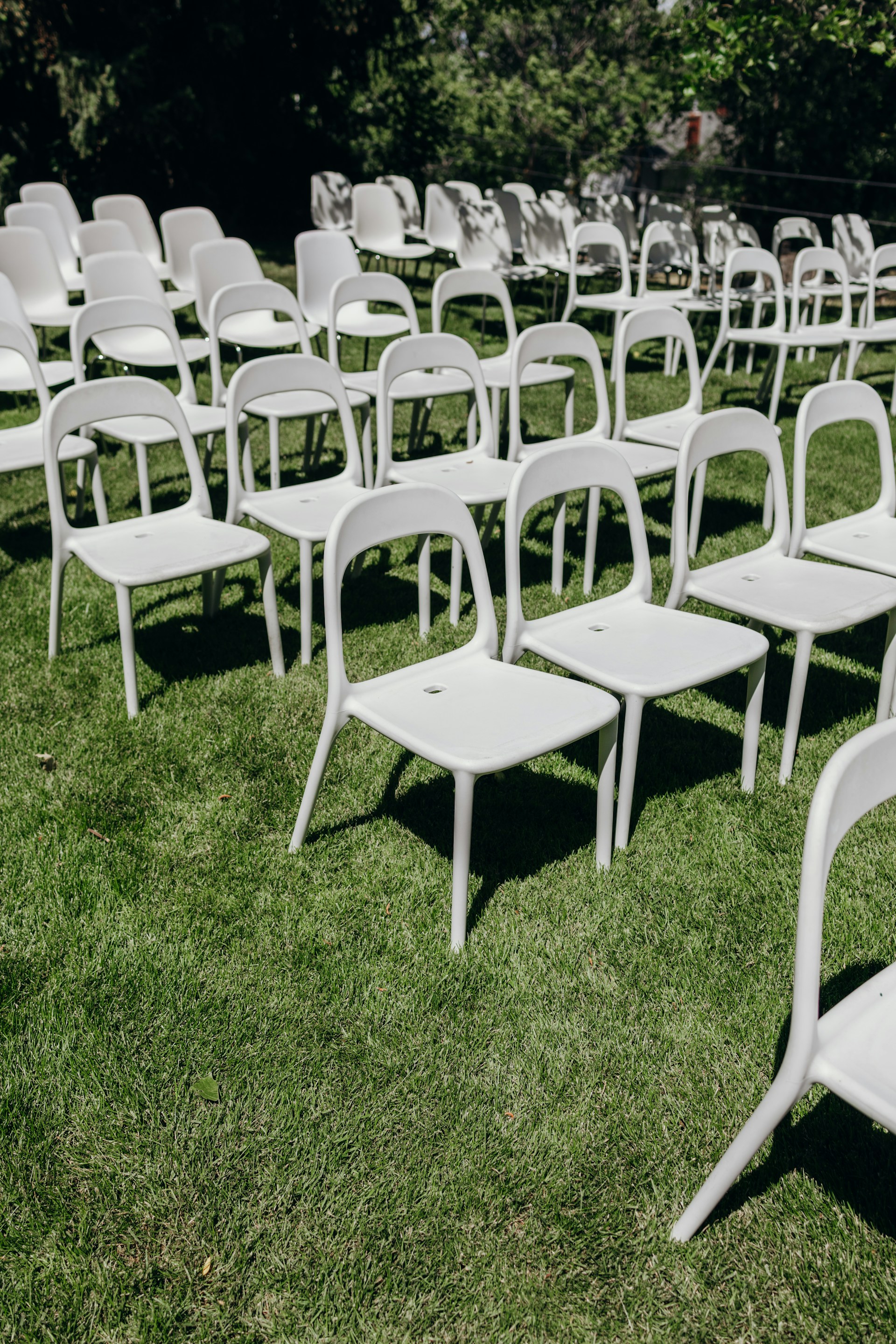 Chairs arranged in neat rows for an outdoor event | Source: Unsplash