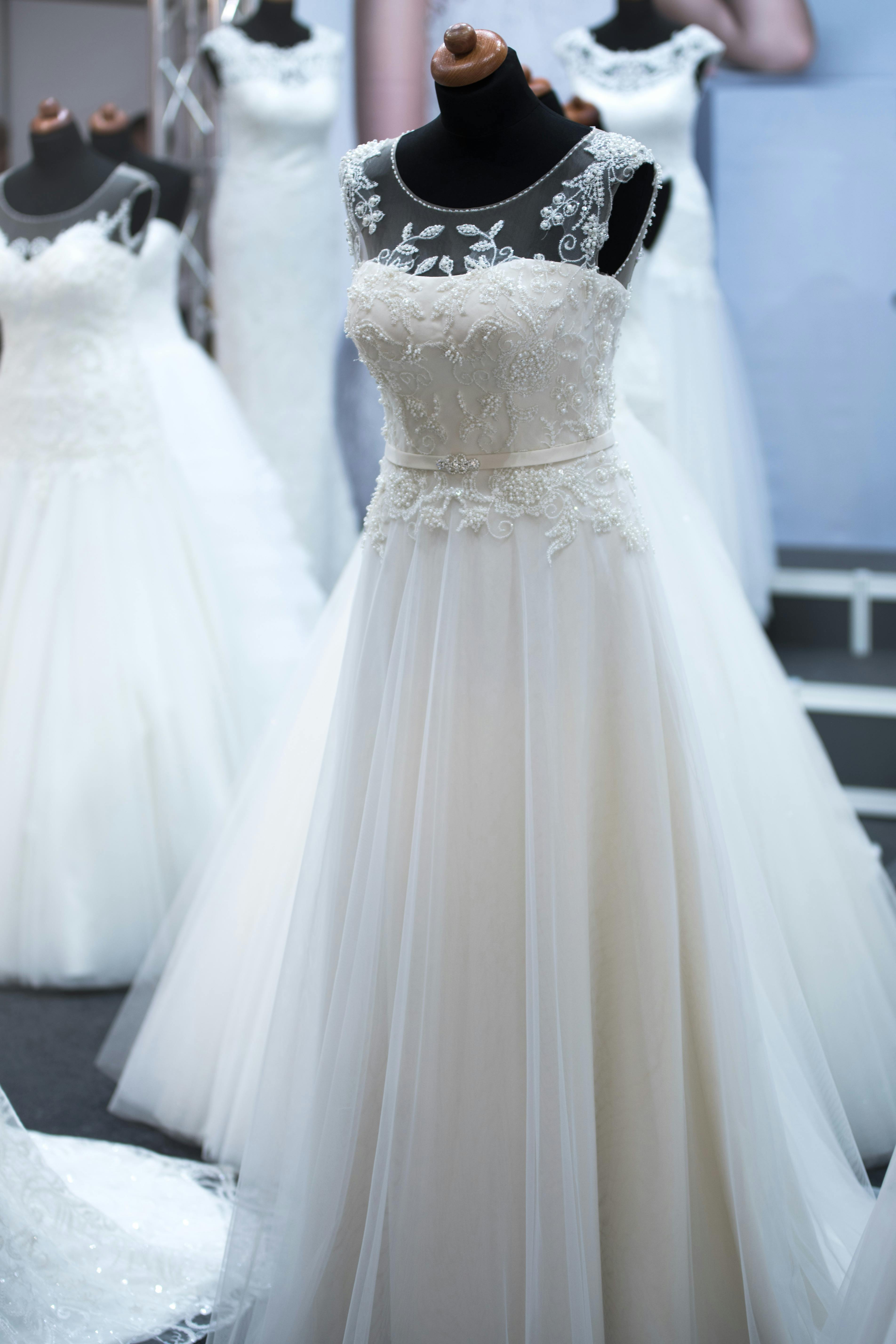 Different wedding dresses on display | Source: Pexels