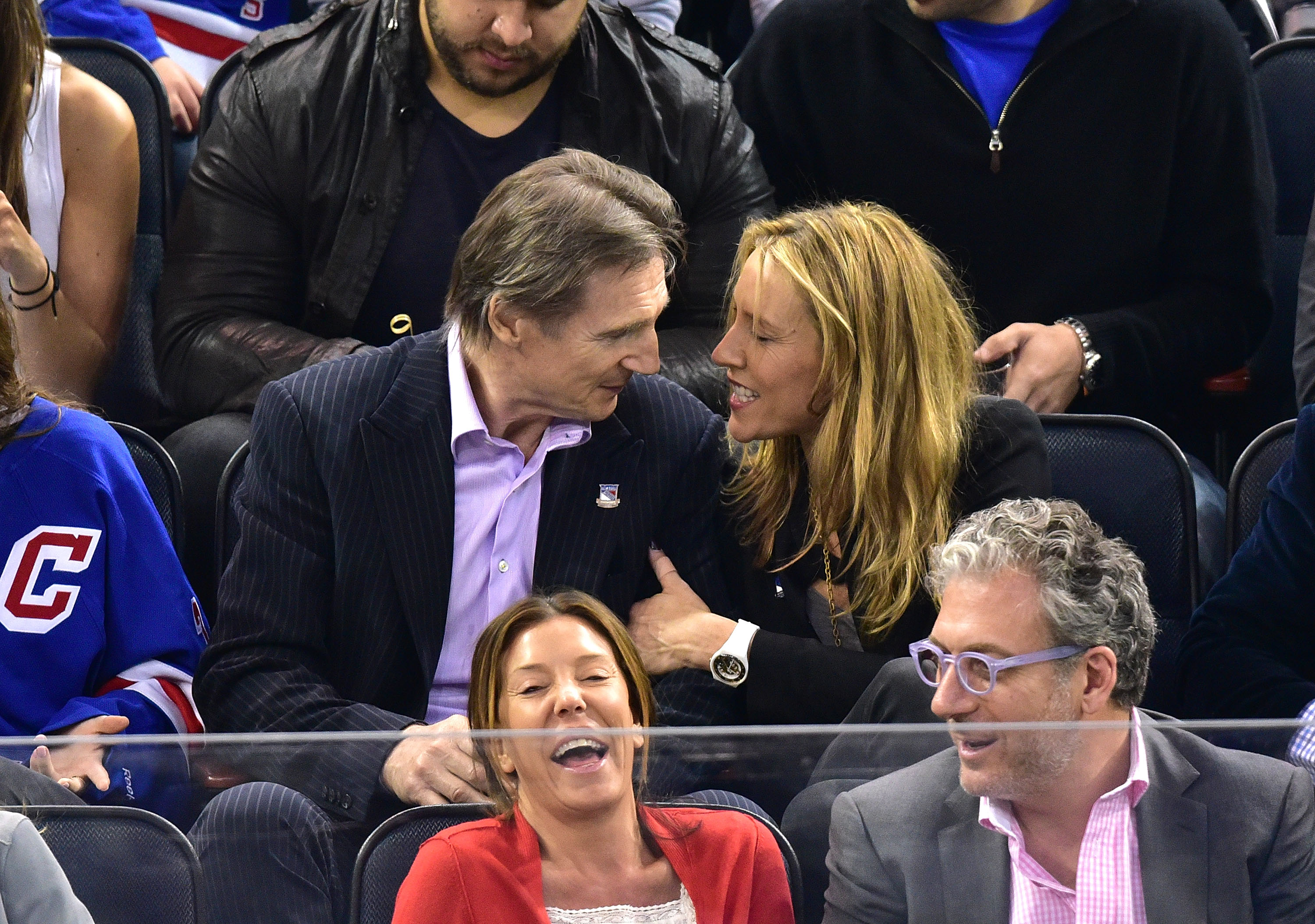 Liam Neeson and Freya St. Johnson at the Tampa Bay Lightning Vs New York Rangers Playoff Game in 2015 | Source: Getty Images