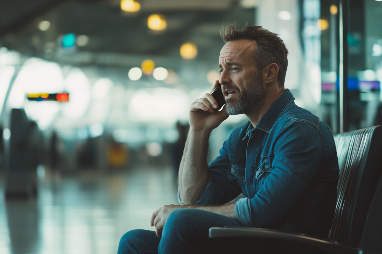 A man speaking on his phone | Source: Midjourney