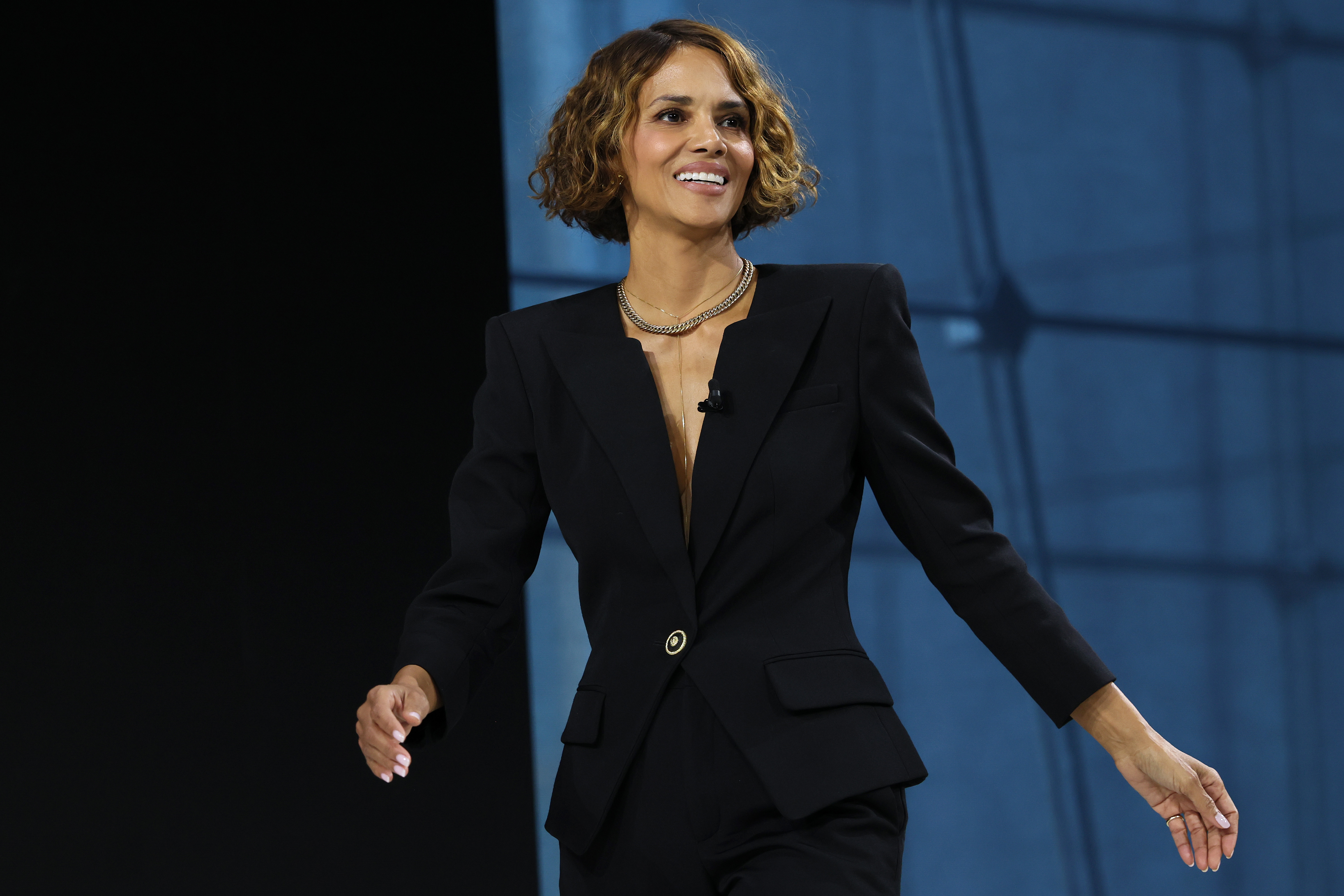 Halle Berry takes the stage at the 2025 DealBook Summit in New York City. | Source: Getty Images