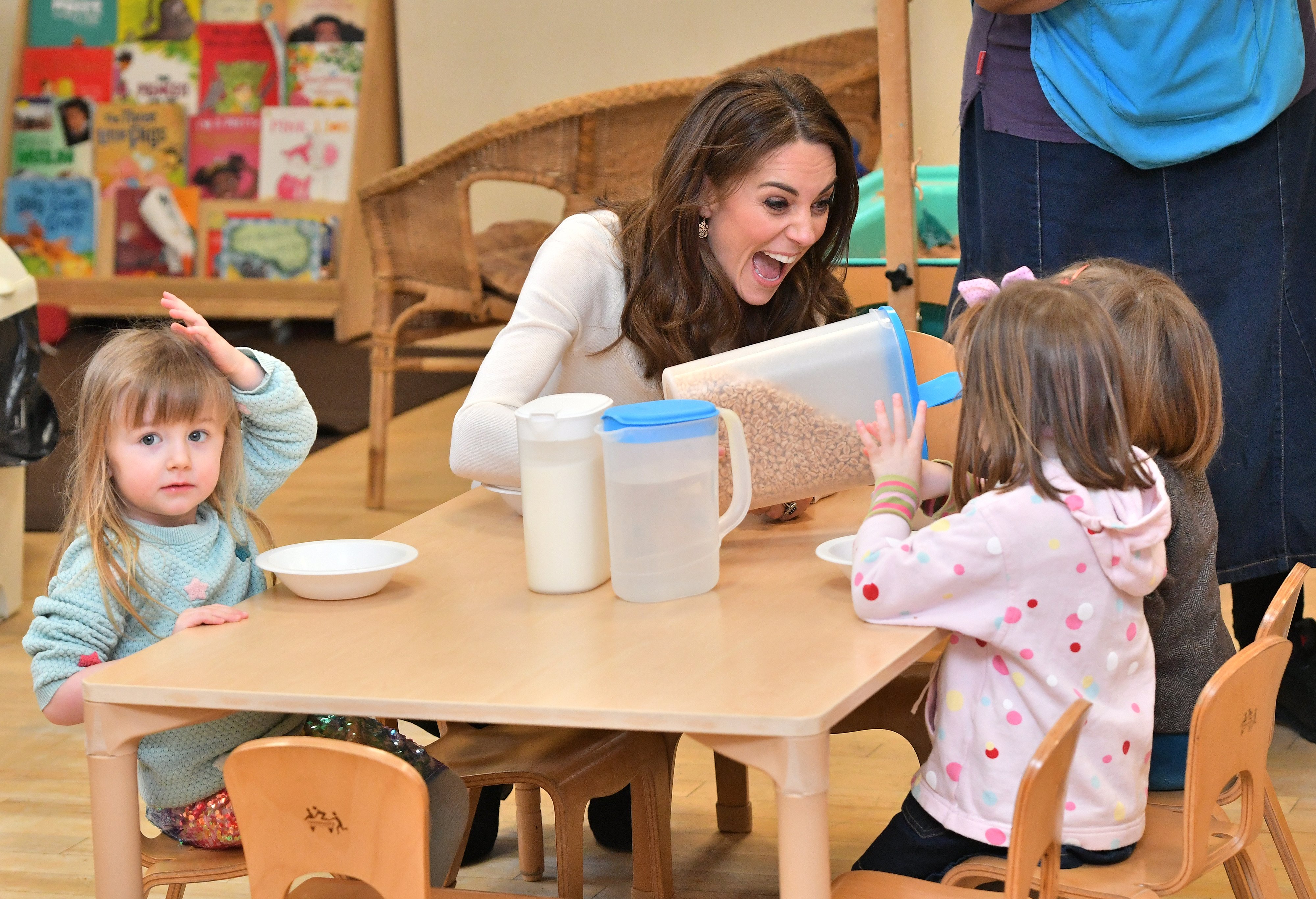 Kate, Duchess of Cambridge visits LEYF Stockwell Gardens Nursery and Nursery School after the survey was launched last week 