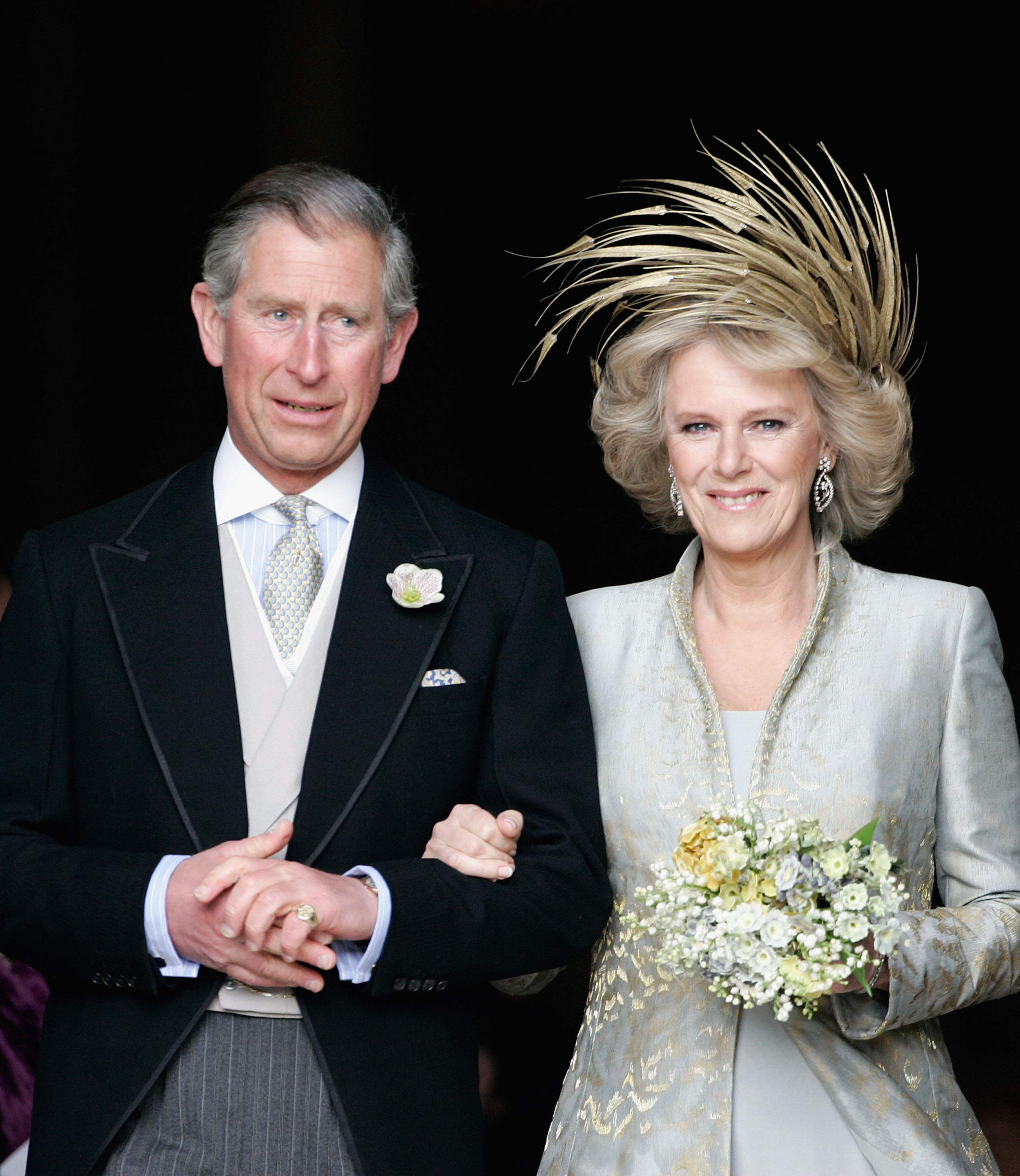 Prince of Wales, Prince Charles, and The Duchess Of Cornwall, Camilla Parker Bowles at the Service of Prayer and Dedication blessing their marriage in Berkshire, England, on April 9, 2005 | Source: Getty Images