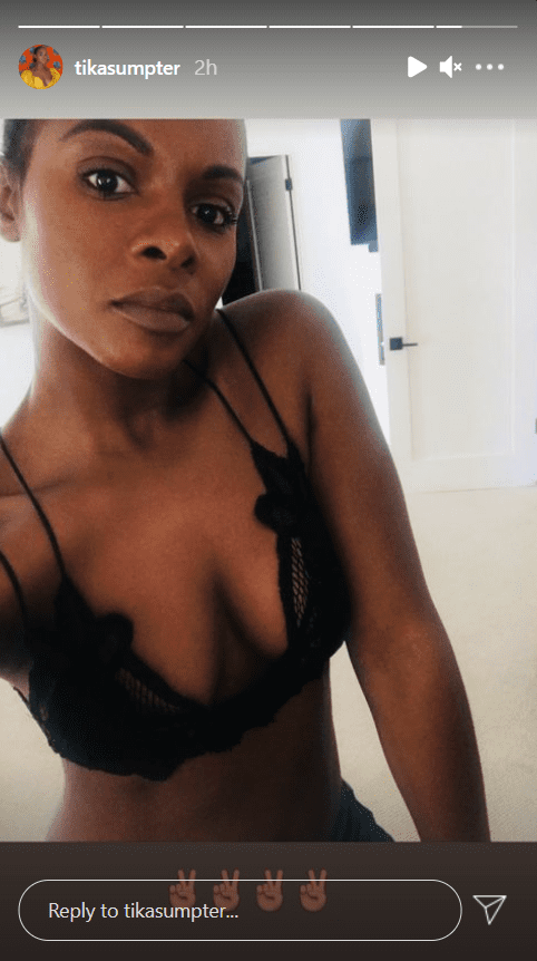 Popular actress, Tika Sumpter, teases her fans with a raunchy snap on her Instagram story. | Photo : Instagram/tikasumpter