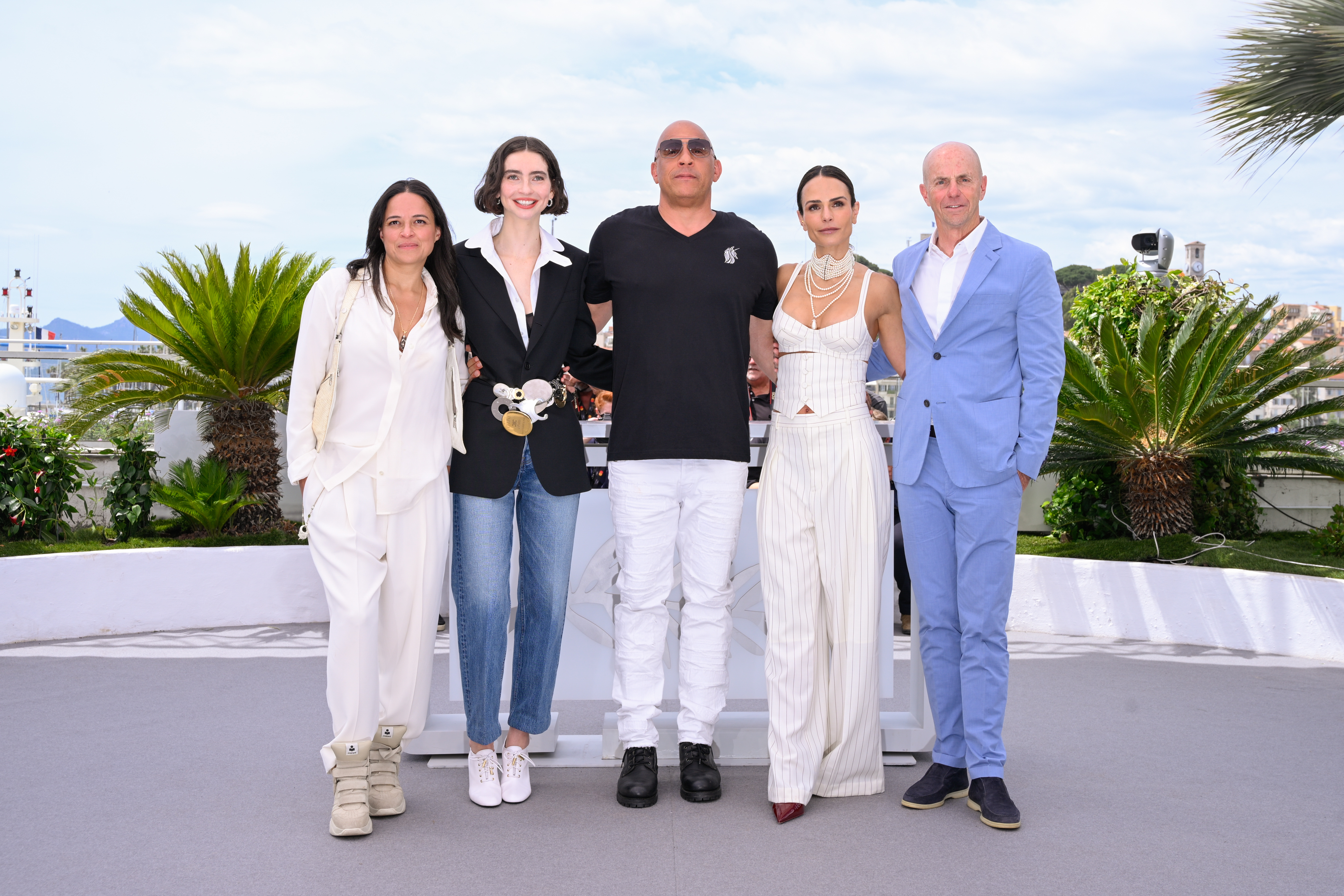 Michelle Rodriguez, Meadow Walker, Vin Diesel, Jordana Brewster and Neal H. Moritz pose during "The Fast And The Furious" photocall at the 79th annual Cannes Film Festival at Palais des Festivals on May 13, 2026 in Cannes, France. | Source: Getty Images