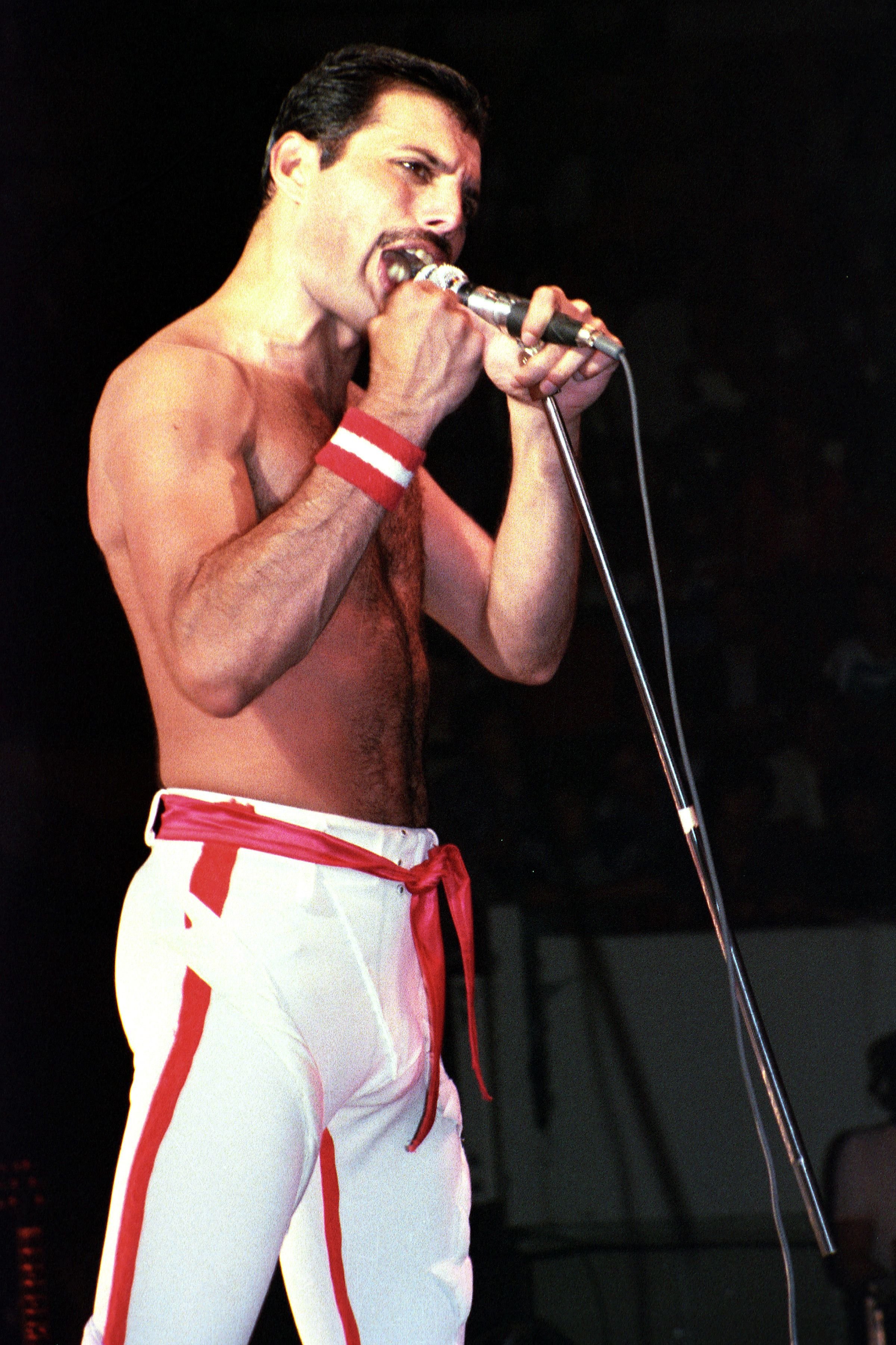 L'inoubliable Freddie Mercury sur scène. l Source : Getty Images L'inoubliable Freddie Mercury sur scène. l Source : Getty Images