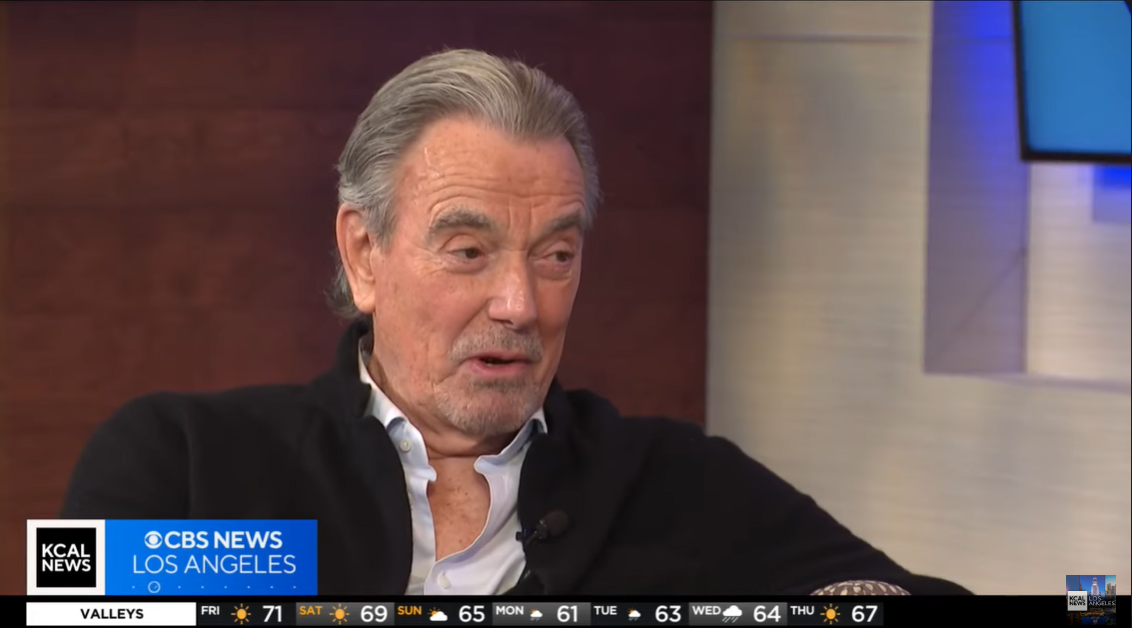 A screenshot of Eric Braeden discussing his battle with cancer on KCAL News on February 17, 2024. | Source: YouTube.com/kcalnews