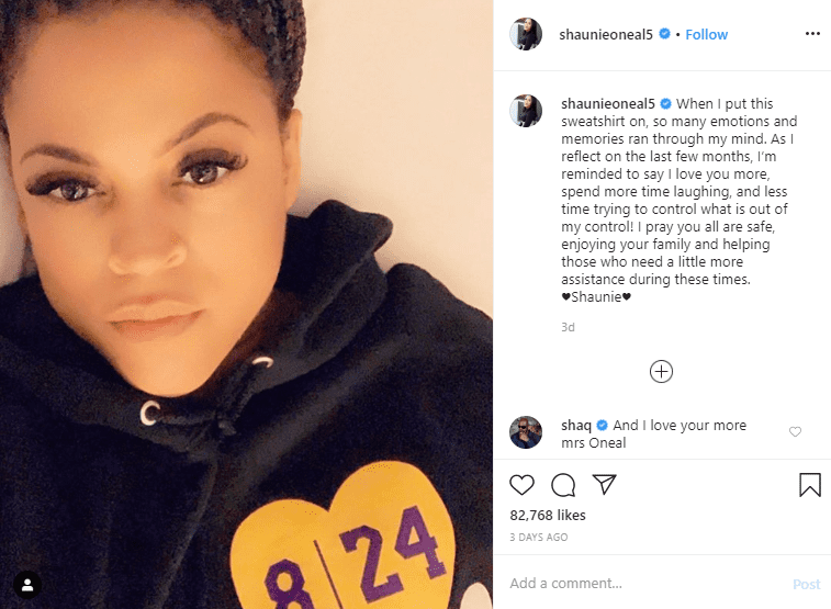 Shaunie O'Neal wearing a hoodie that pays tribute to the late legend, Kobe Bryant. | Photo: Instagram/shaunieoneal5