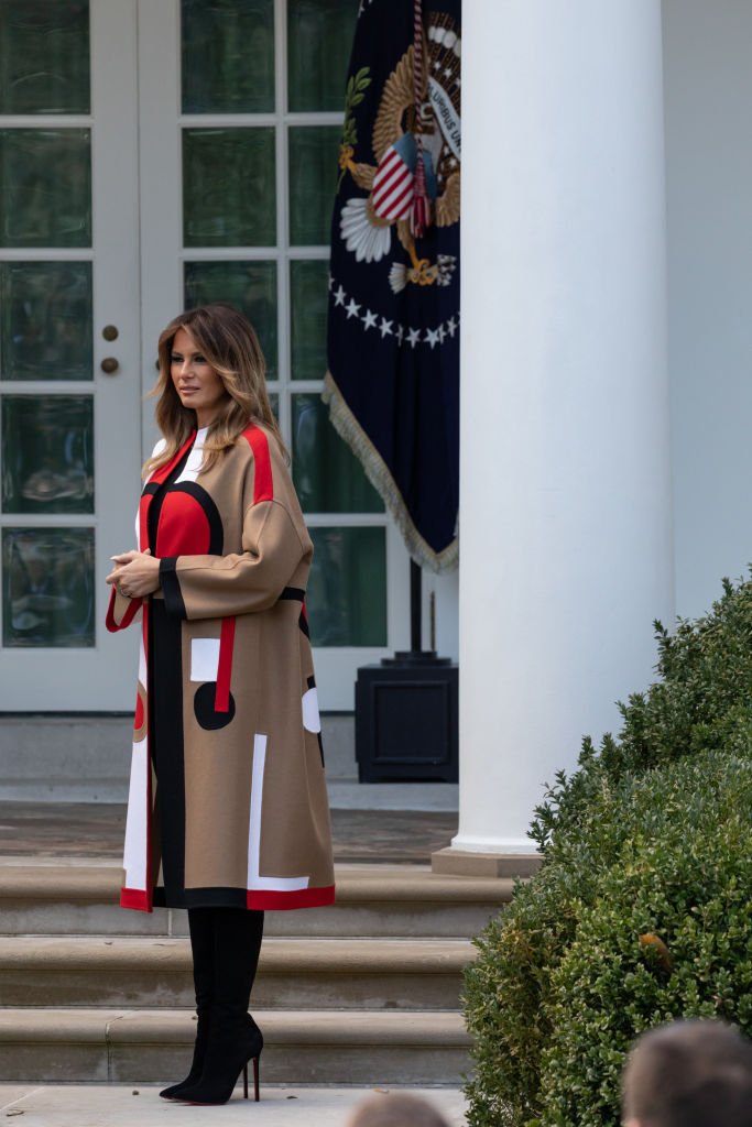 Melania Trump at the National Thanksgiving Turkey pardoning for Peas at the White House in Washington on Tuesday November 20, 2018 | Source: Getty Images