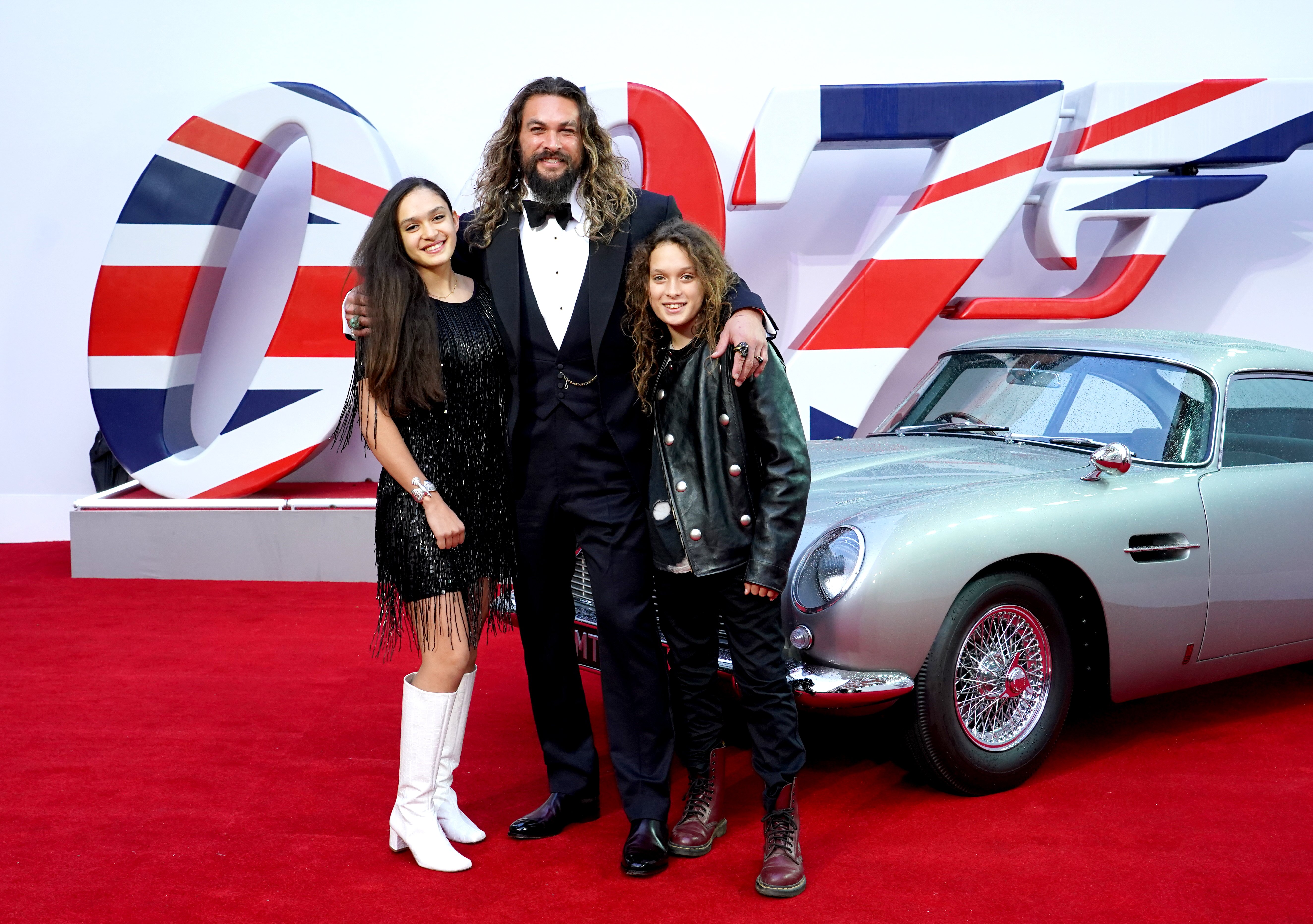 Jason Momoa and his children attending the world premiere of "No Time To Die," at the Royal Albert Hall on September 28, 2021 in London. / Source: Getty Images
