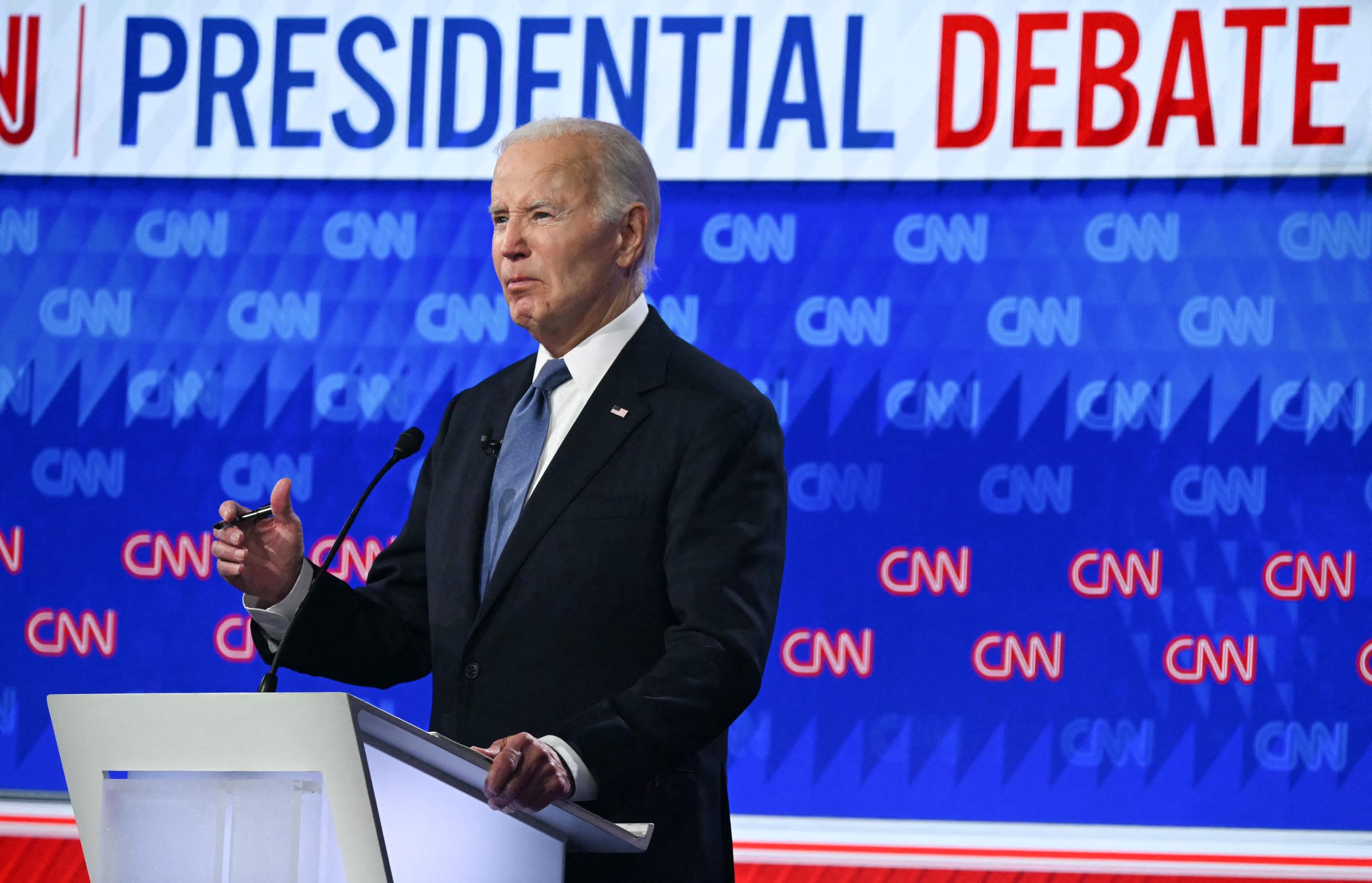 Joe Biden speaks as he participates in the first presidential debate of the 2024 elections with Donald Trump at CNN's studios in Atlanta, Georgia, on June 27, 2024 | Source: Getty Images