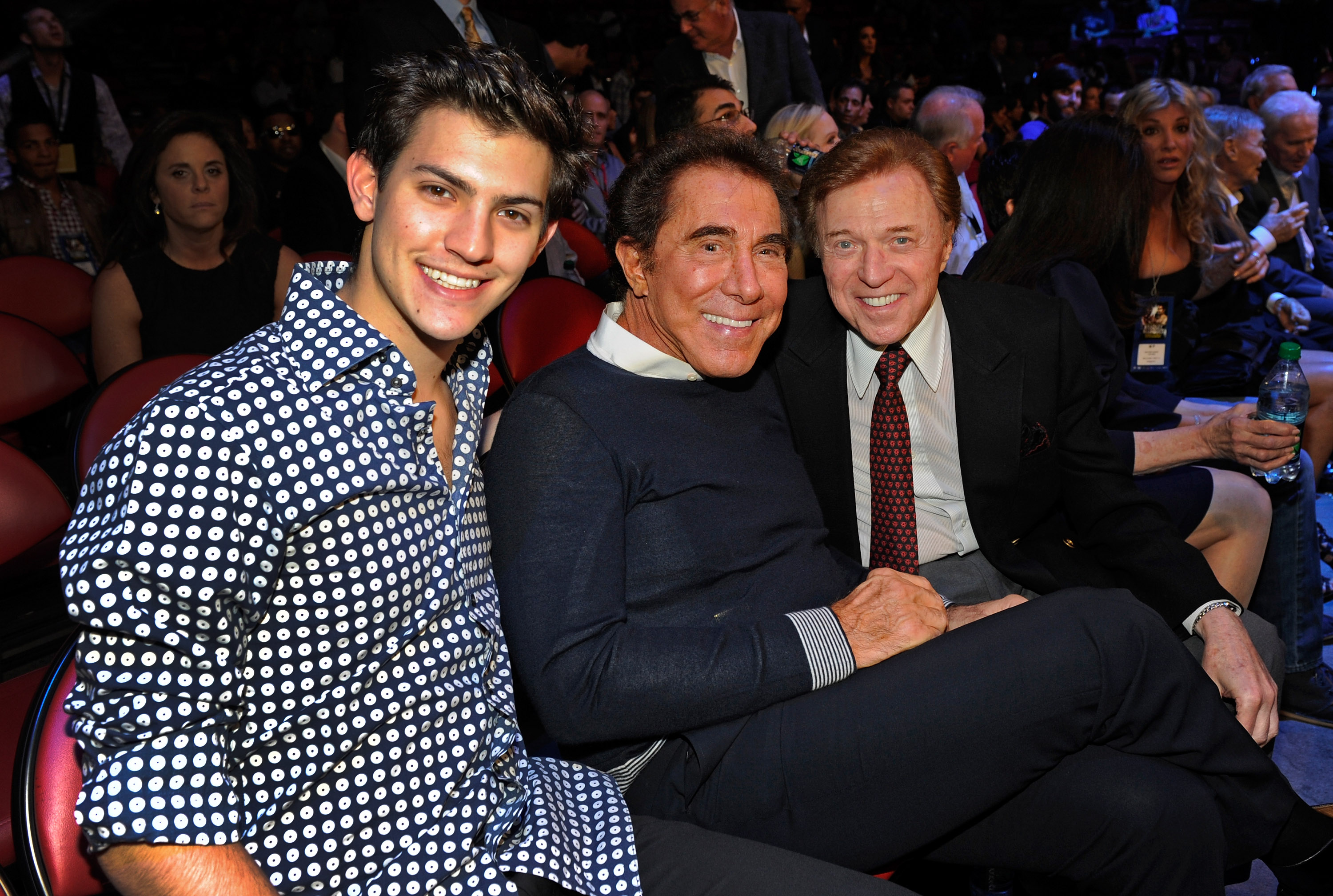 Nick Hissom, Steve Wynn and Steve Lawrence during the Bradley vs. Marquez fight co-sponsored by the Wynn Las Vegas at the Thomas & Mack Center on October 12, 2013, in Las Vegas, Nevada. | Source: Getty Images